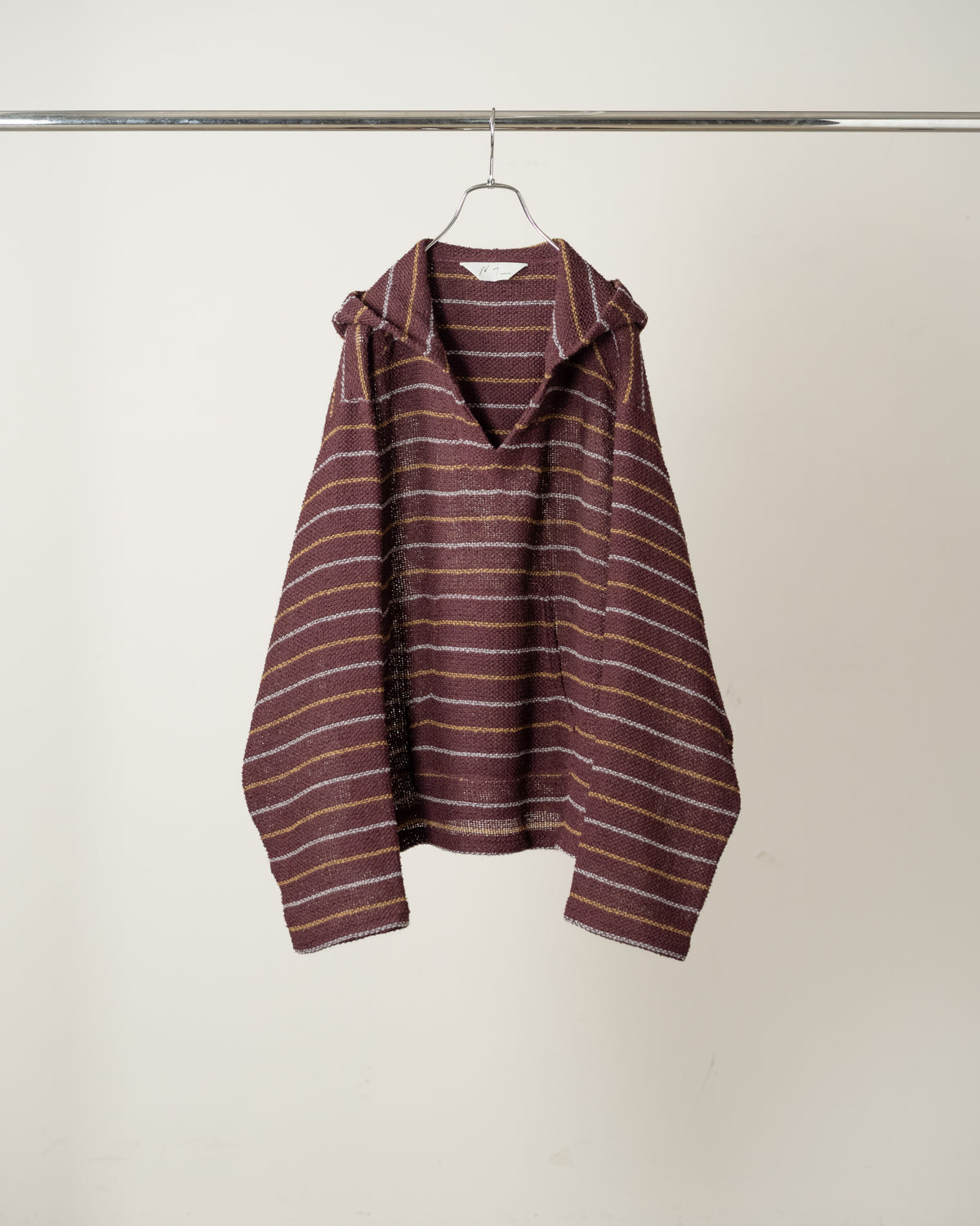 【ANCELLM】CUT BORDER HOODIE - BURGUNDY