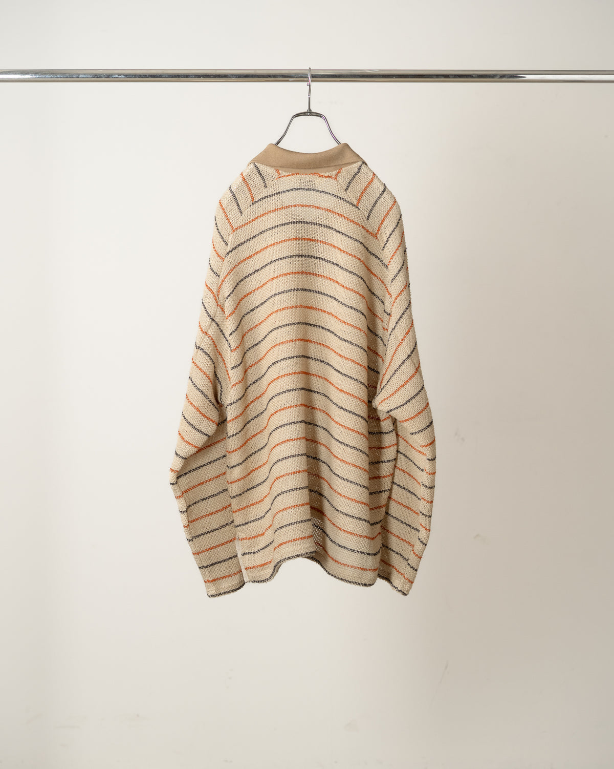 【ANCELLM】CUT BORDER SKIPPER SHIRT - BEIGE