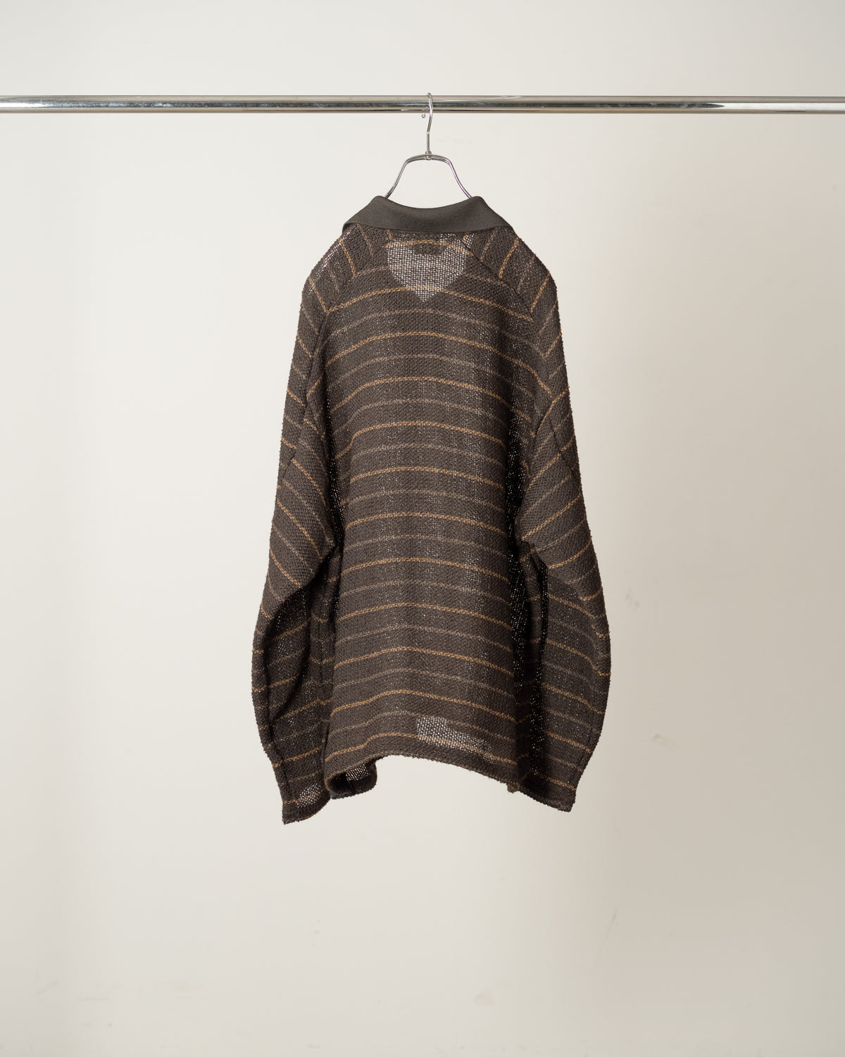 【ANCELLM】CUT BORDER SKIPPER SHIRT - BLACK
