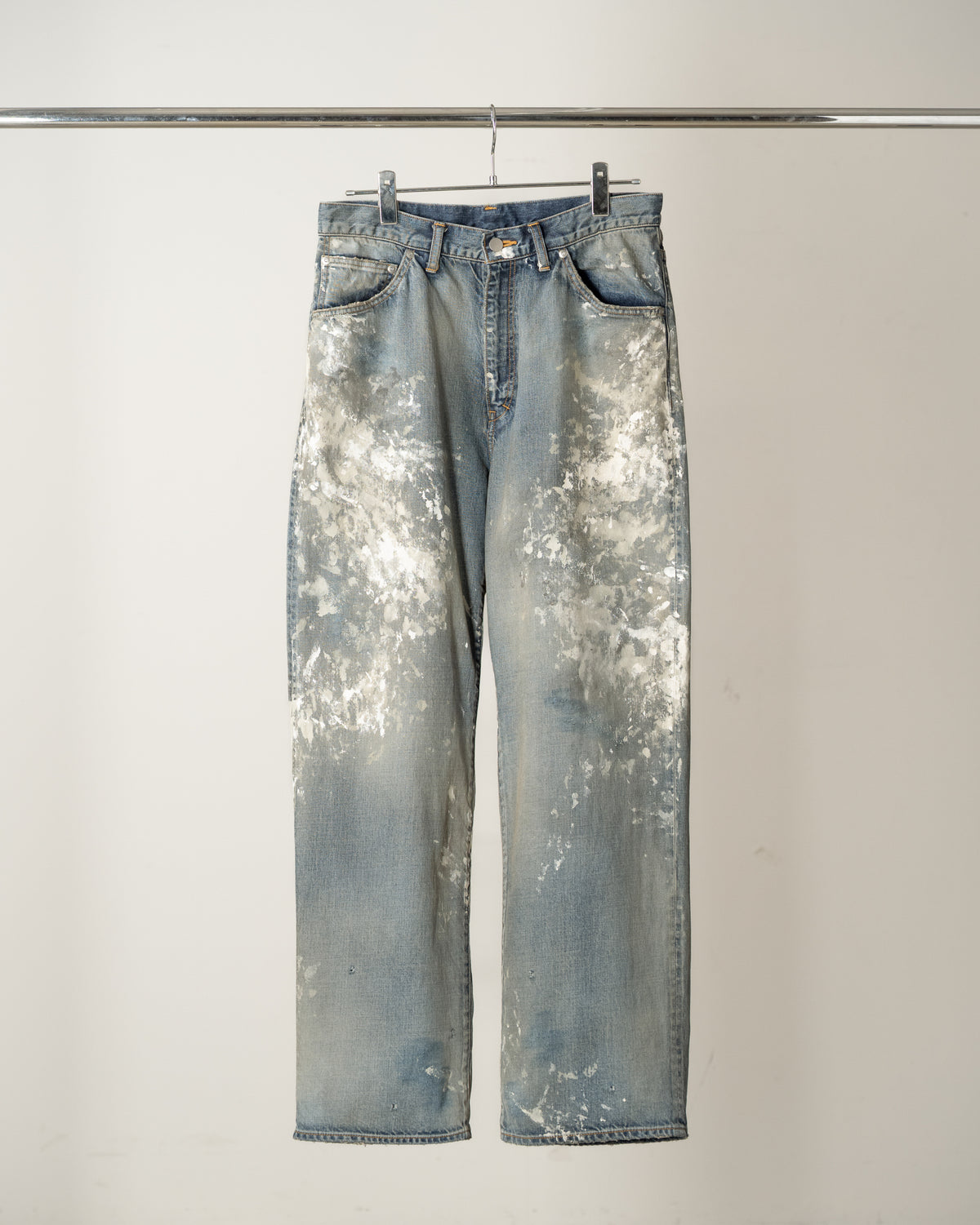 【ANCELLM】#08 PAINTED MIDDLE STRAIGHT 5P DENIM PANTS - INDIGO