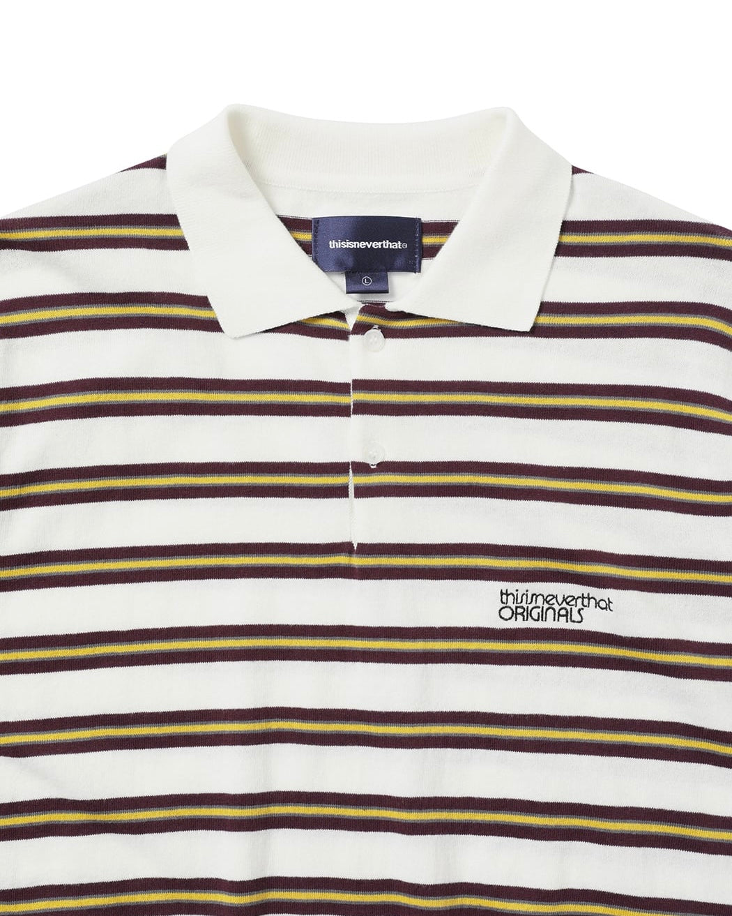 [THISISNEVERTHAT] STRIPED KNIT POLO - IVORY