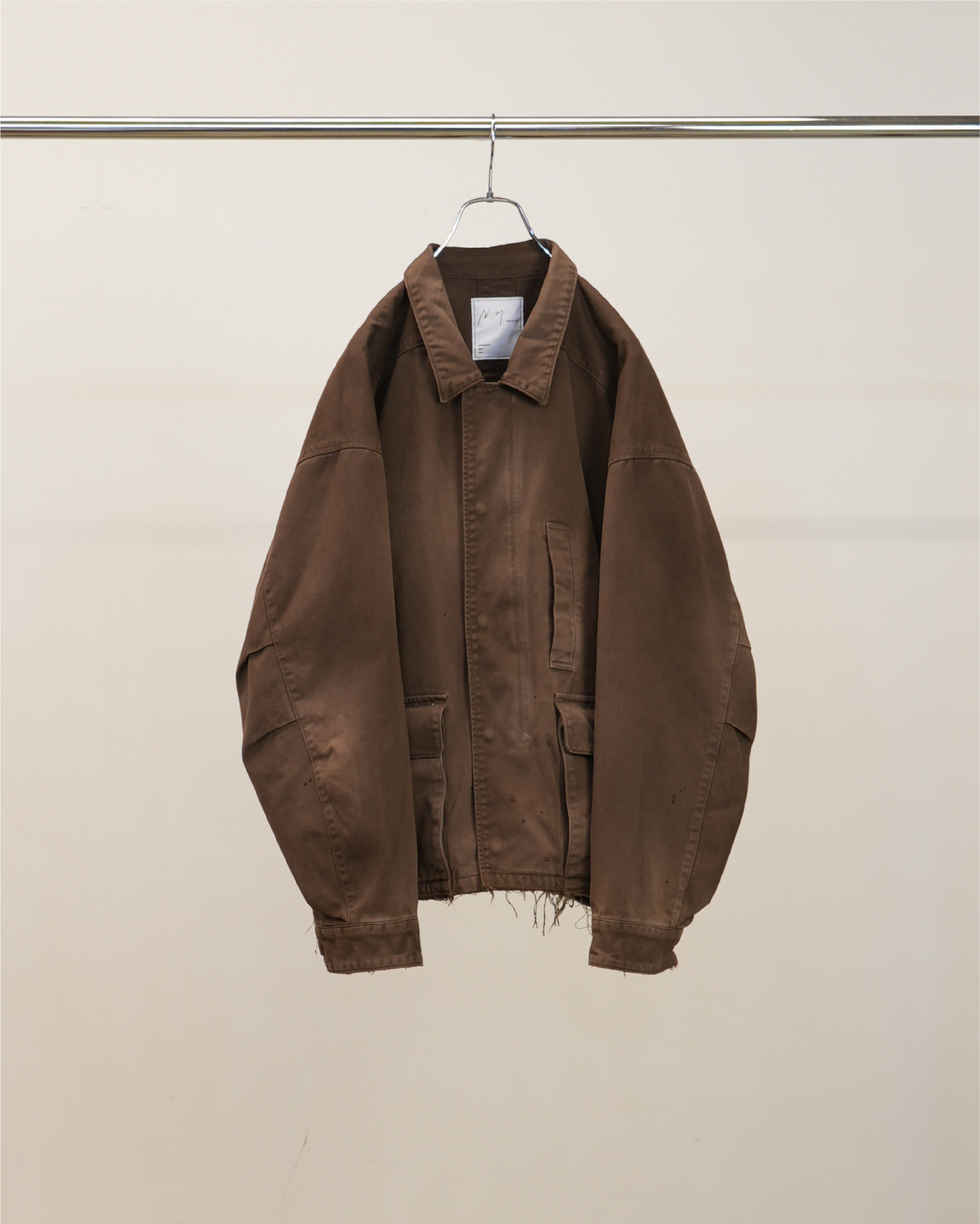 【ANCELLM】HIGHCOUNT DRILL AGING JACKET - BROWN