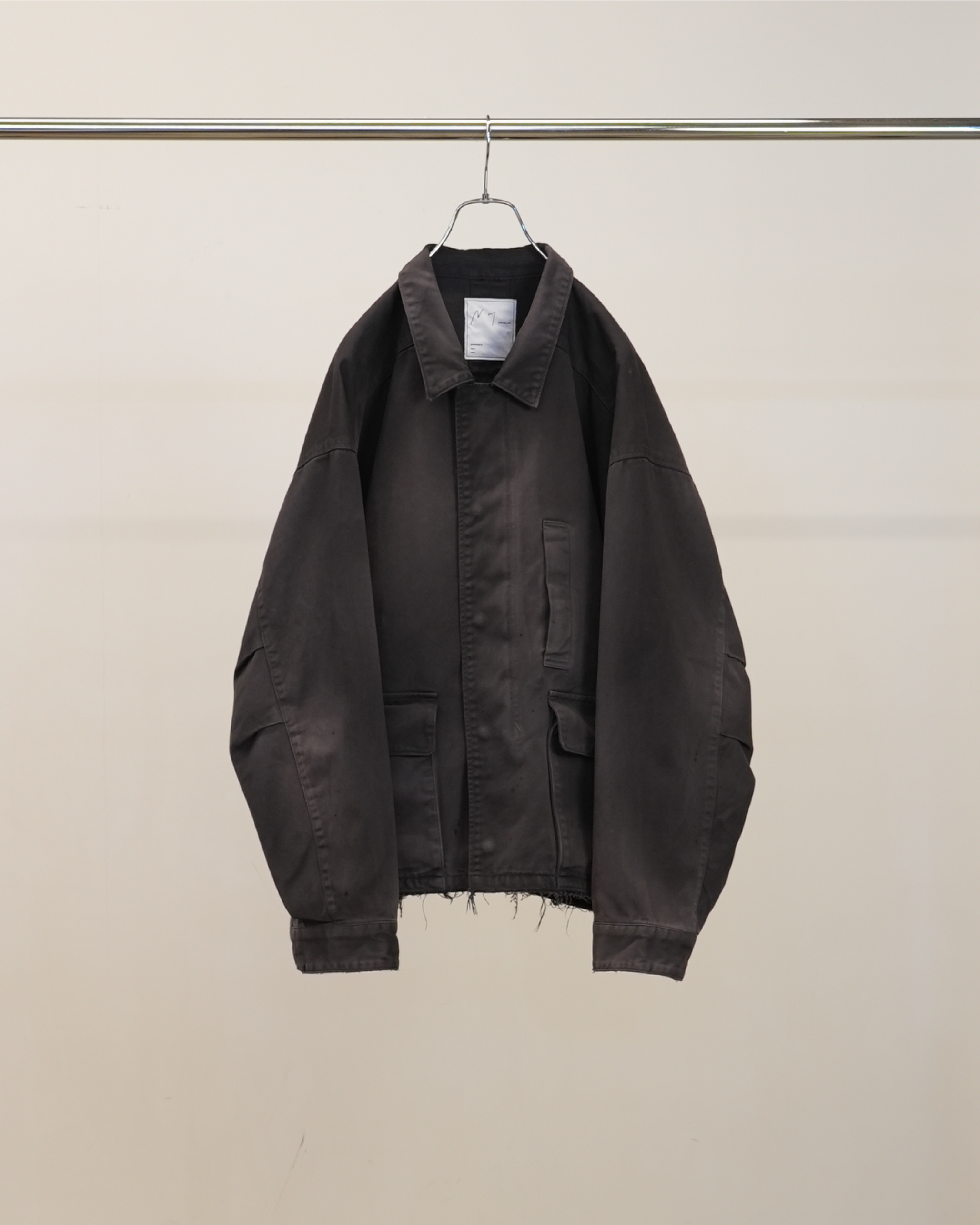 【ANCELLM】HIGHCOUNT DRILL AGING JACKET - BLACK