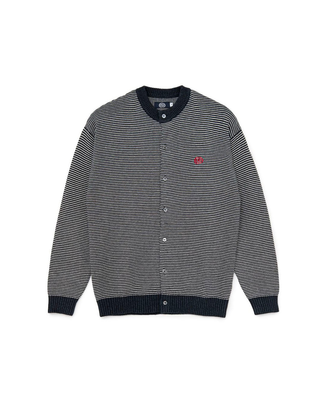 【SOL】KNITTED BORDER CADIGAN - BLACK&IVORY