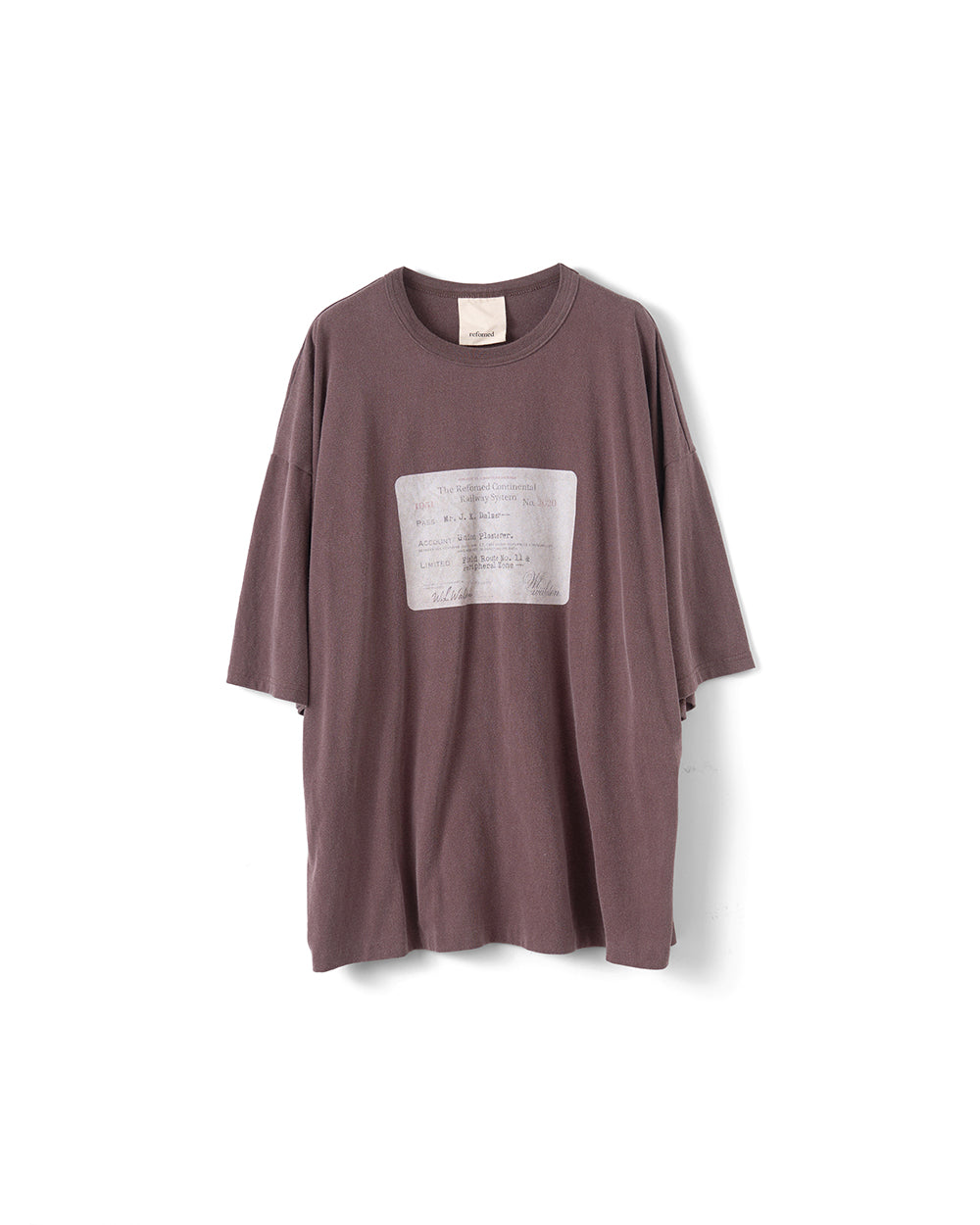 【REFOMED】RAILWAY TICKET TEE - BROWN