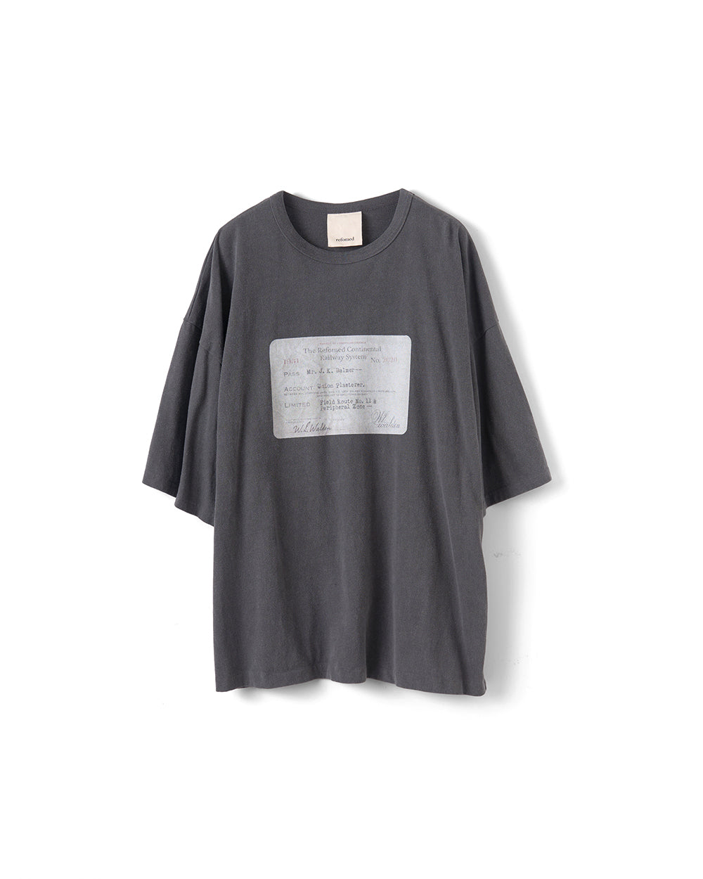 【REFOMED】RAILWAY TICKET TEE - CHARCOAL