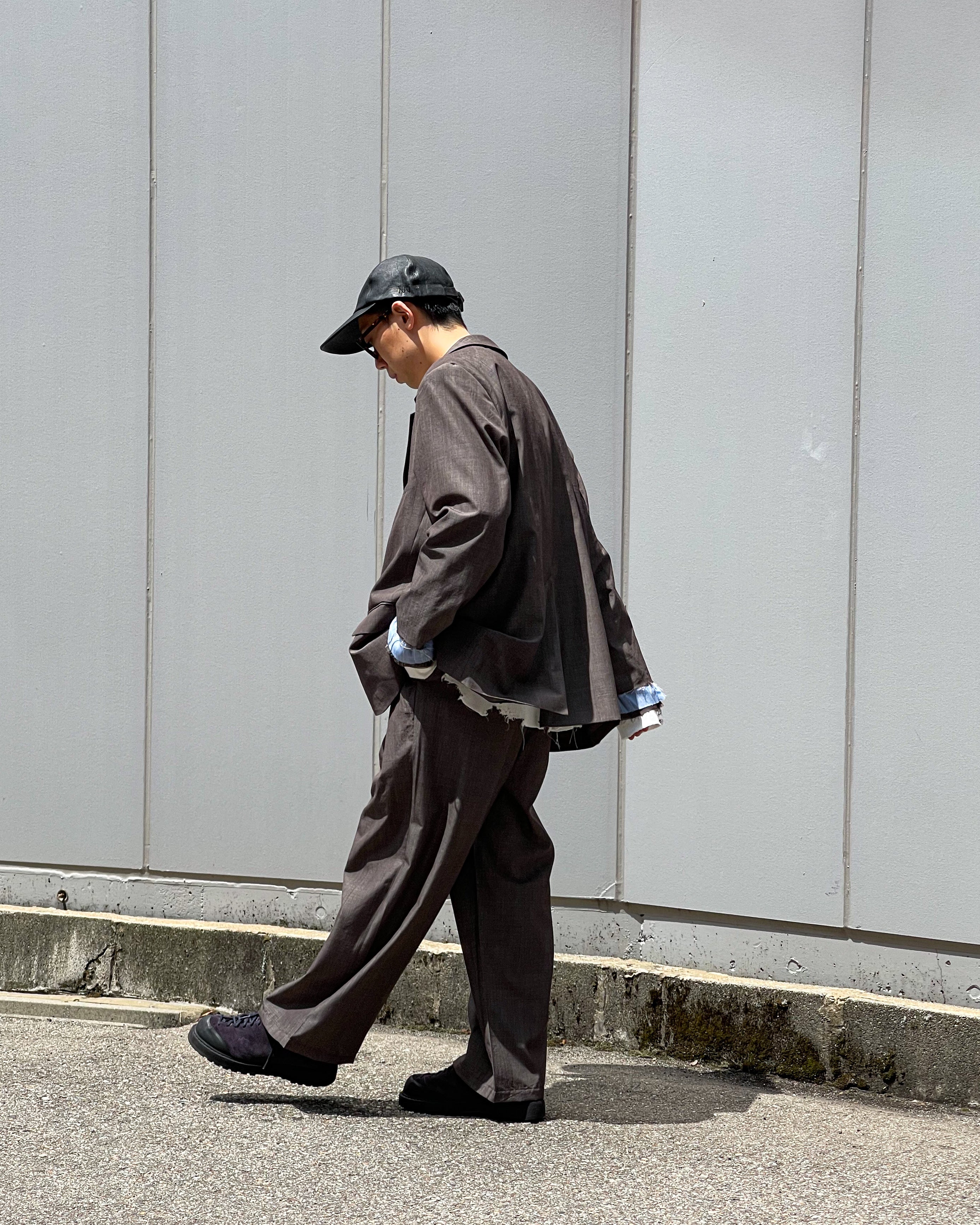 ANCELLM】LAYERED TAILORED JACKET - BROWN