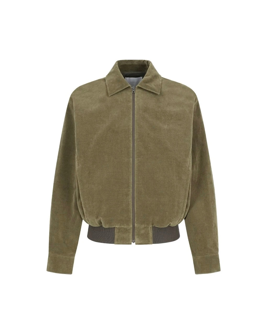【AMOMENTO】VELVET ZIP-UP JUMPER - KHAKI