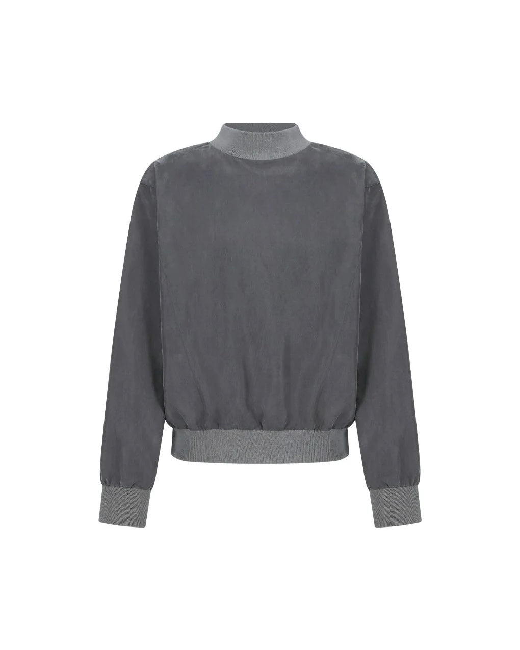 【AMOMENTO】CUPRO RIBBED PULLOVER - GRAY