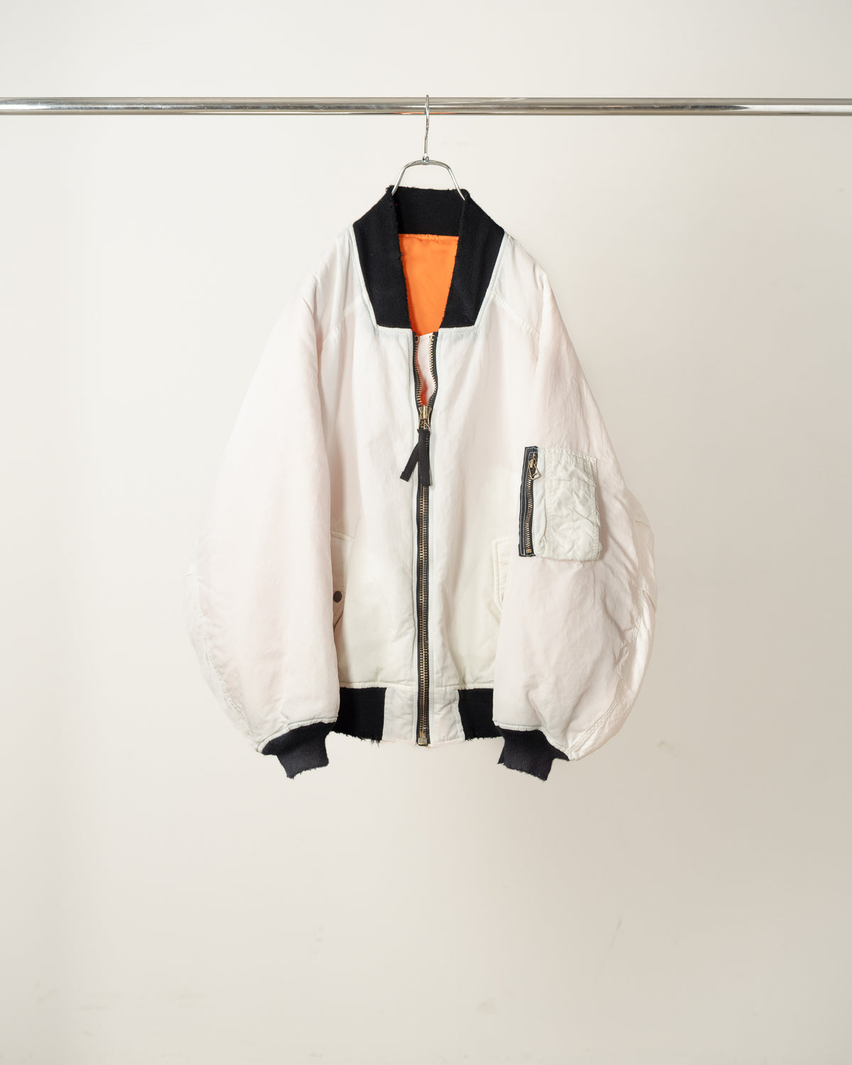 【ANCELLM】AGING BOMBER JACKET - SNOW WHITE