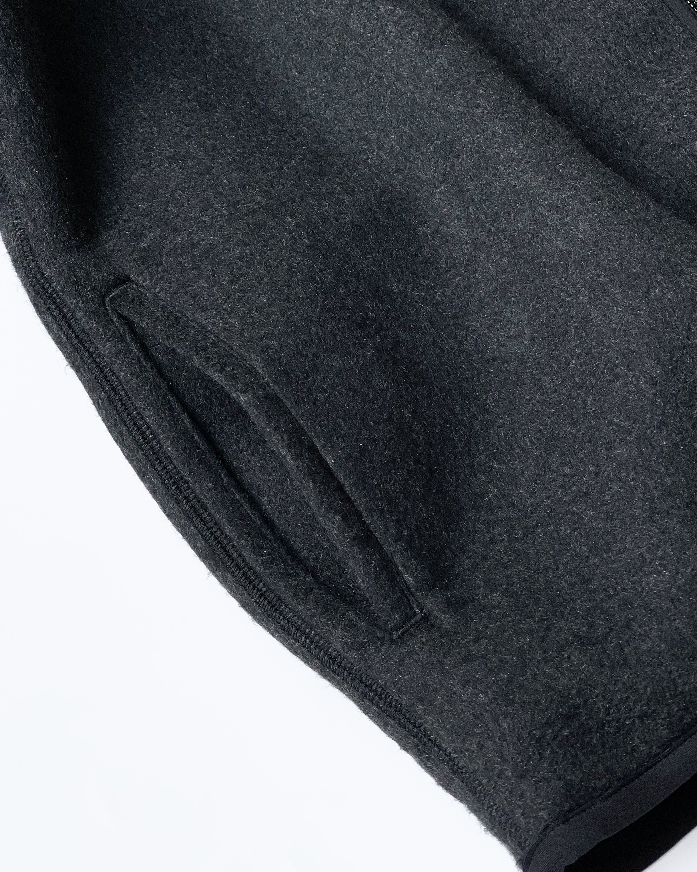 【blurhms】PE/SILK FLEECE ZIP JACKET - HEATHE BLACK