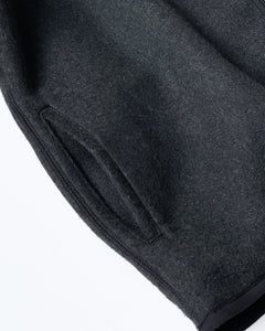 【blurhms】PE/SILK FLEECE ZIP JACKET - HEATHE BLACK