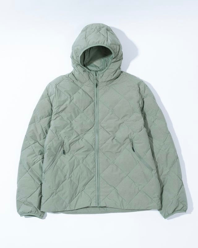 【HIKING PATROL】BASE GRID LT DOWN HOODED JACKET - THYME