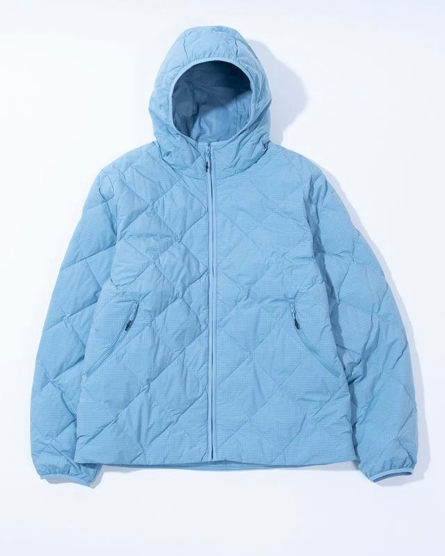 【HIKING PATROL】BASE GRID LT DOWN HOODED JACKET - BLUE