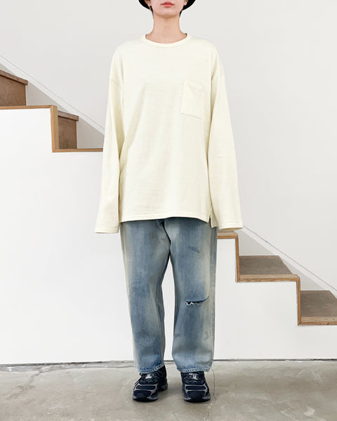 ANCELLM] C/R CREW NECK LS SHIRT - CREAM – pan-kanazawa