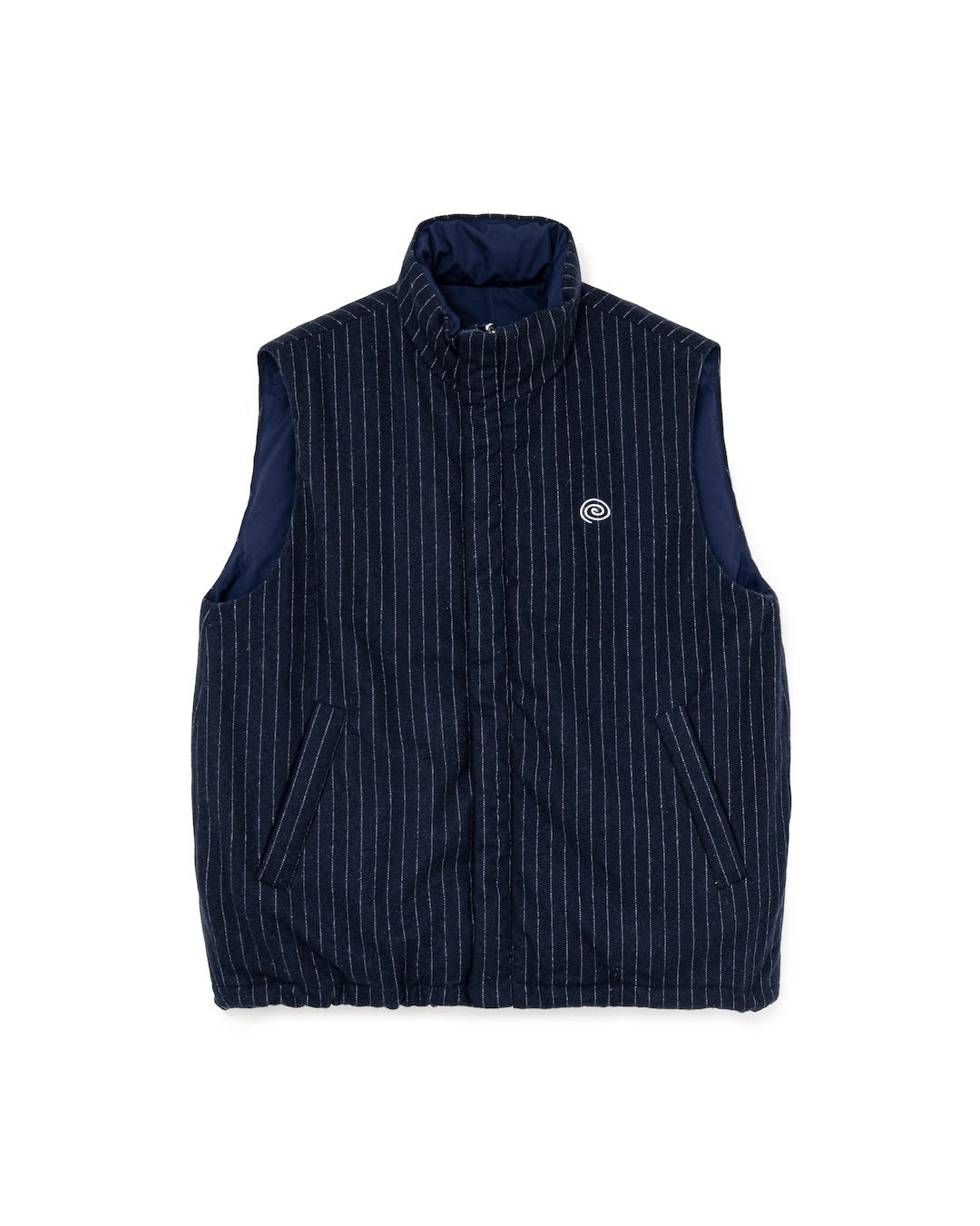 【SOL】PIN-STRIPE PADDED VEST - NAVY