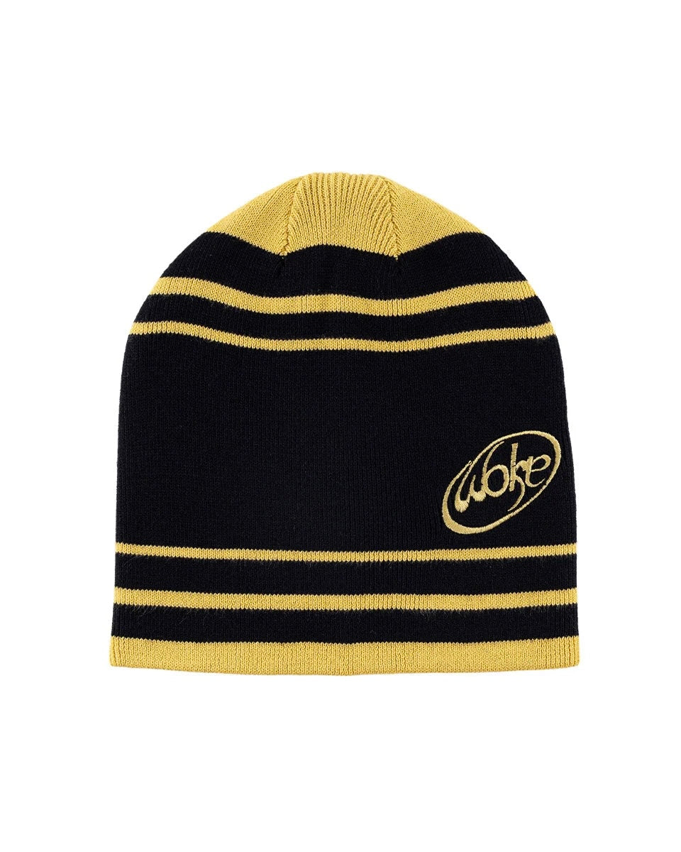 【WOKE EDGE】WAVE LOGO BORDER BEANIE - YELLOW