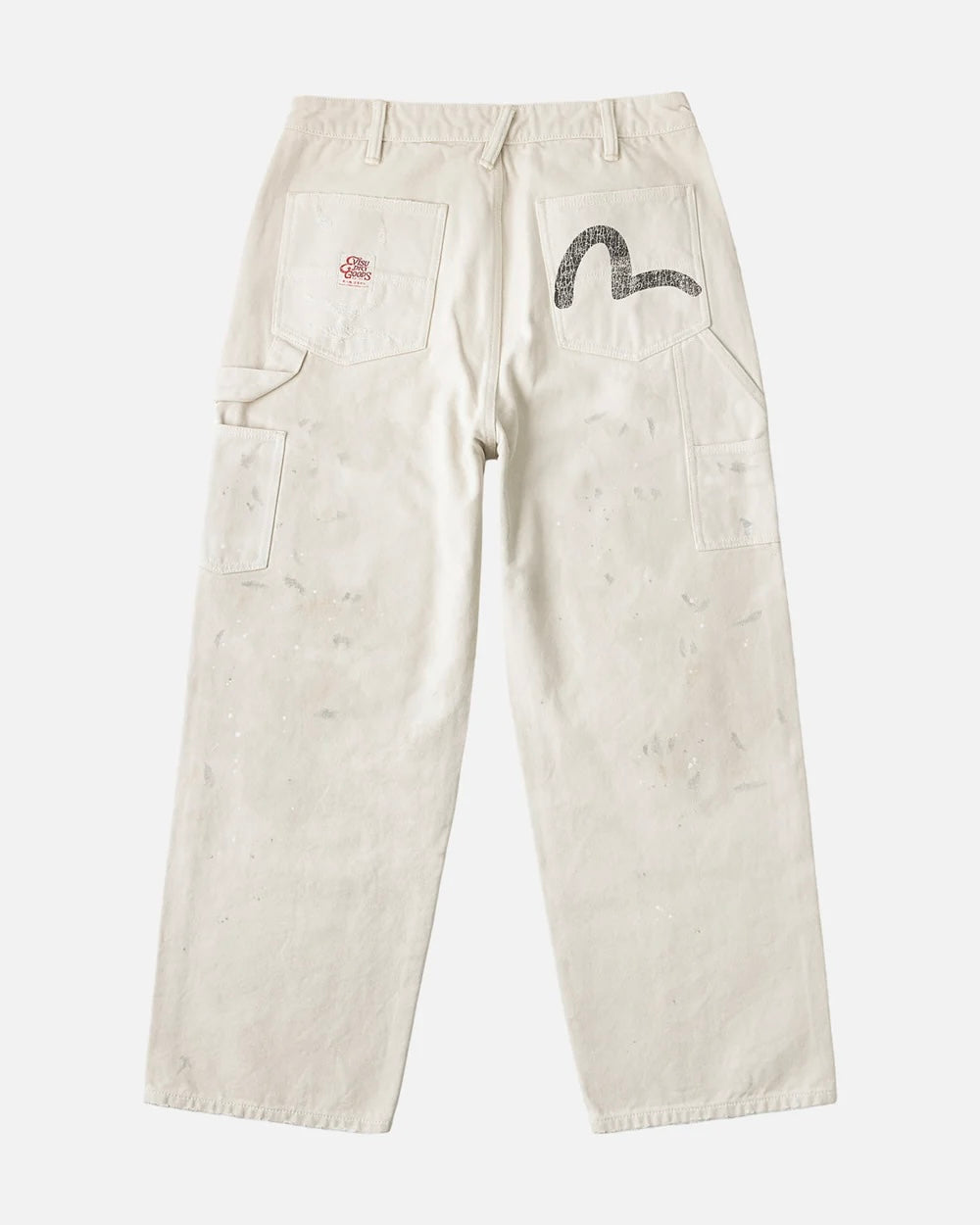 【EVISU】DISTRESSED DOUBLE KNEE PANTS-RELAX FIT - WHITE