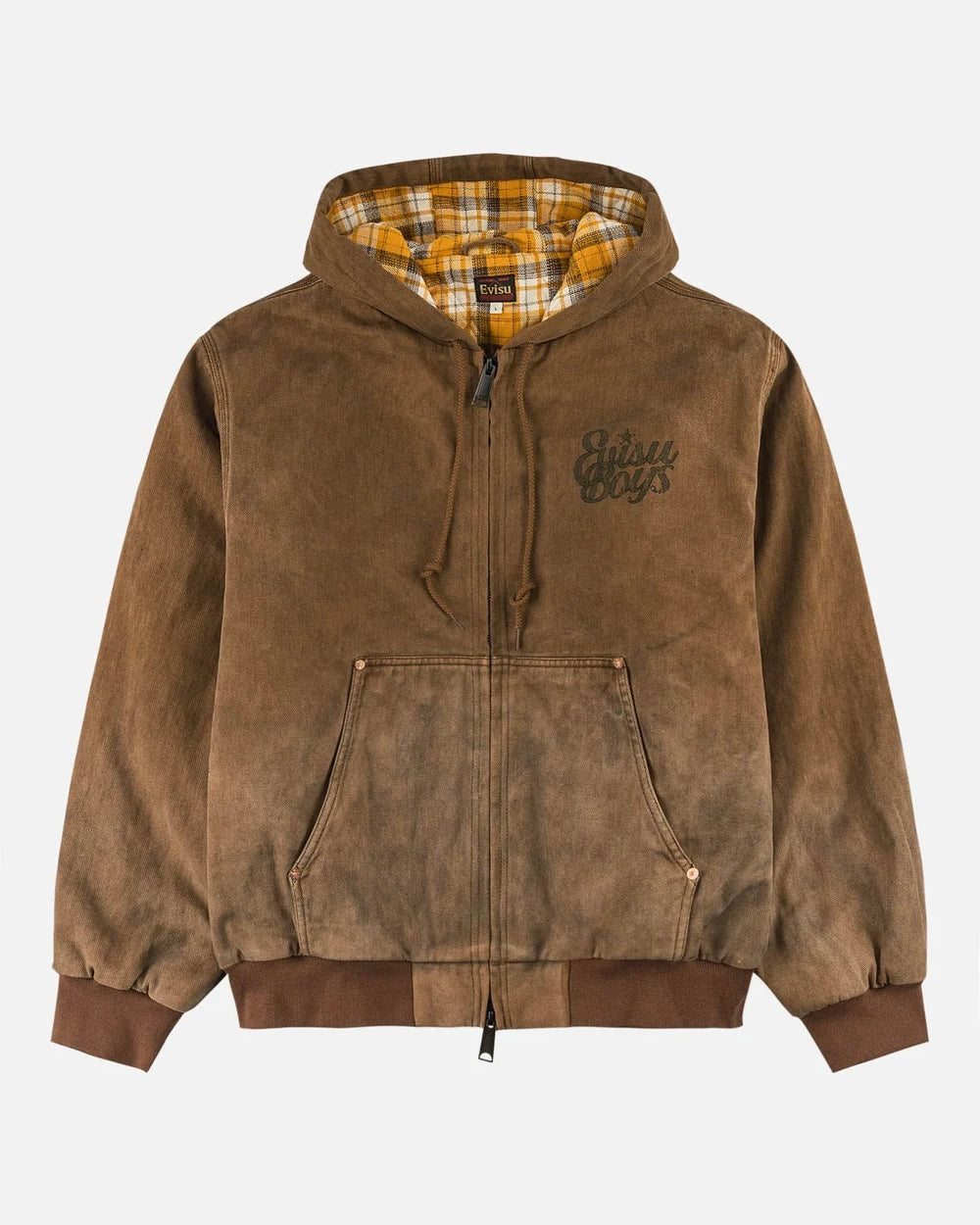 【EVISU】3M THINSULATE PADDED VINTAGE WASHED HOODED JACKET-RELAX FIT - BROWN