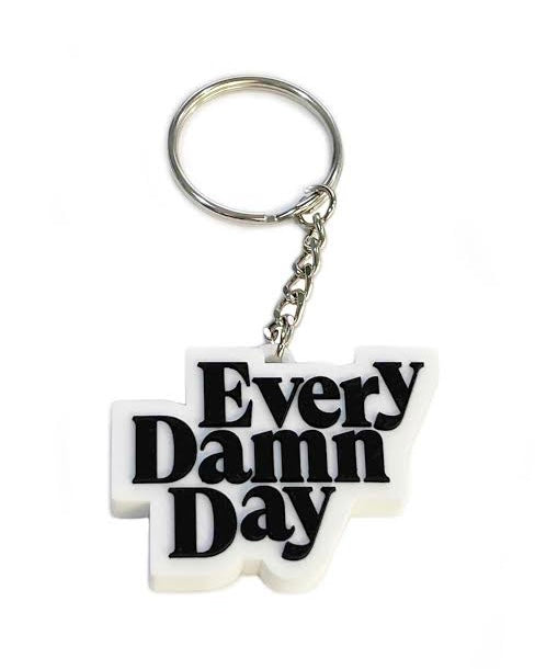 【KOMPAKT RECORD BAR】EVERY DAMN DAY KEY CHAIN - WHITE×BLACK