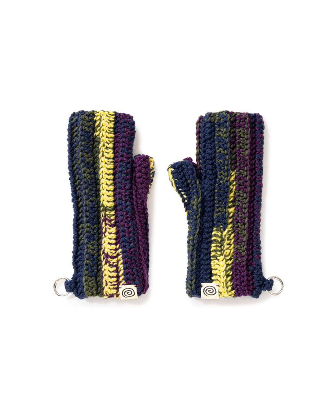 【SOL】HAND-KNITTED FINGERLESS GLOVES - NAVY MIX