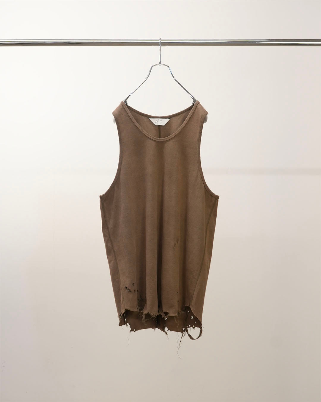 【ANCELLM】DAMAGE TANK TOP - BROWN
