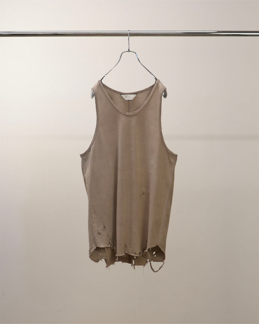 【ANCELLM】DAMAGE TANK TOP - GRAY