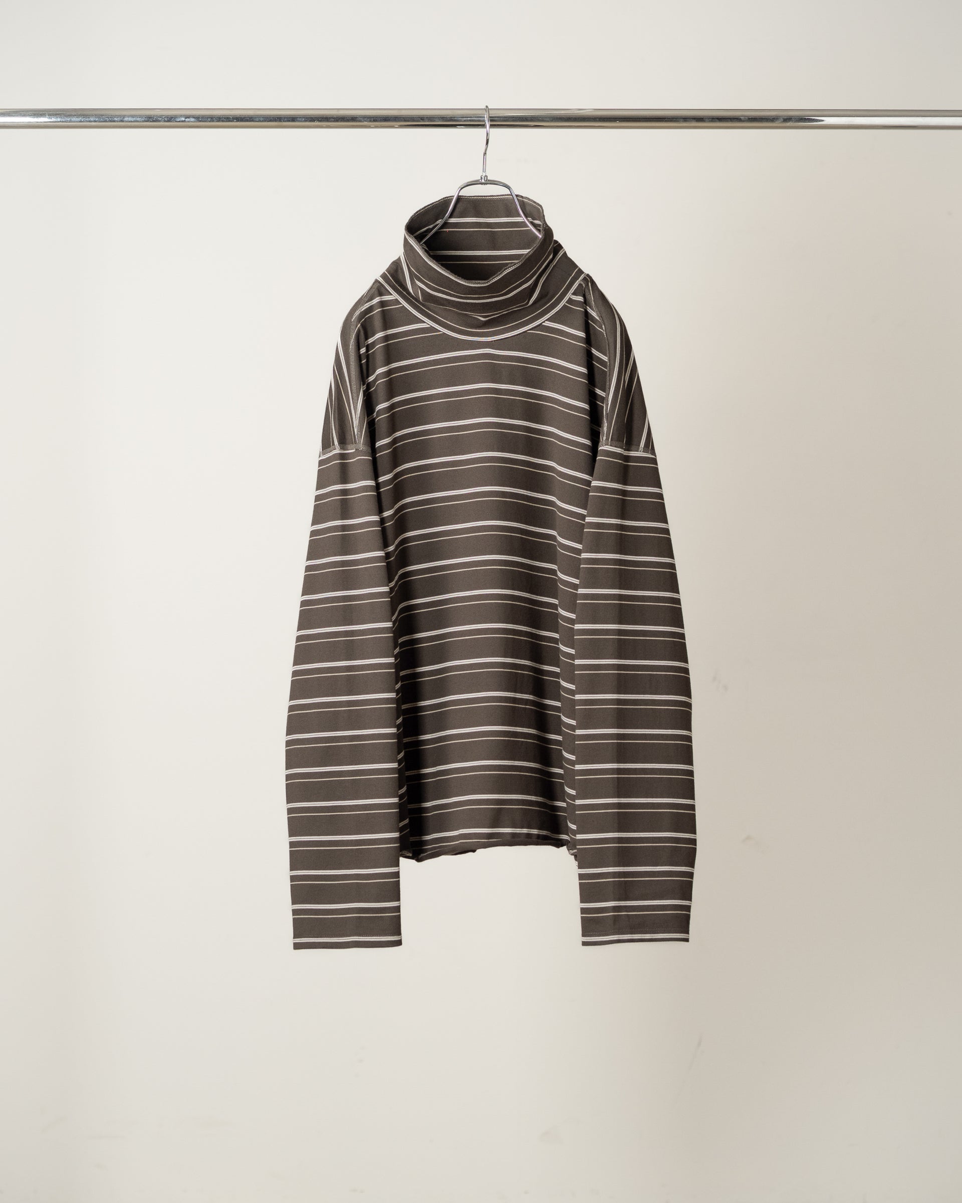 【ANCELLM】TURTLENECK BORDER LS T-SHIRT - BLACK