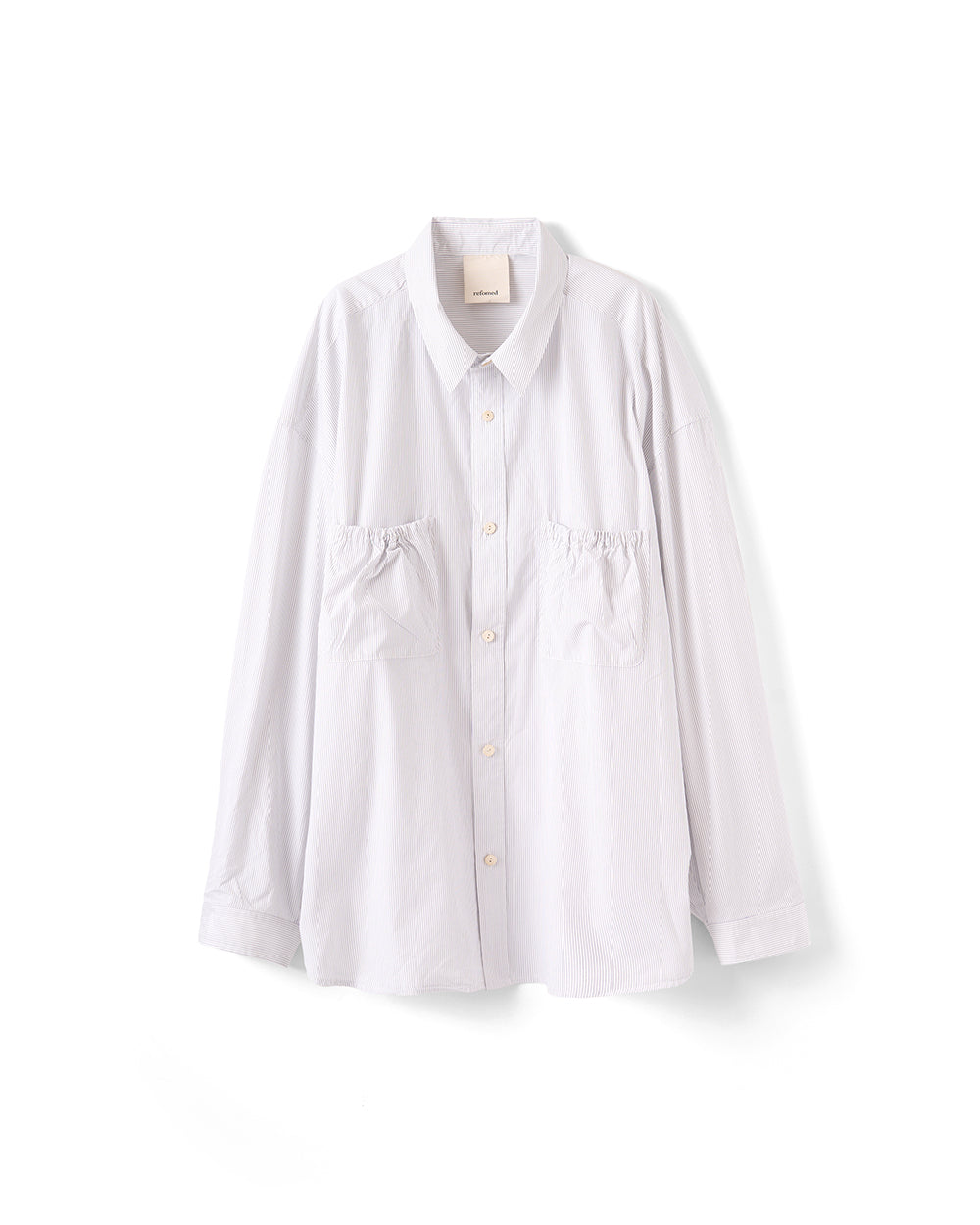 [REFOMED] WRIST PATCH WIDE SHIRT “STRIPE” - WHITE