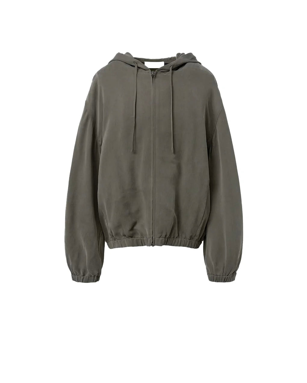 【AMOMENTO】CUPRO HOOD ZIP-UP JUMPER - BROWN