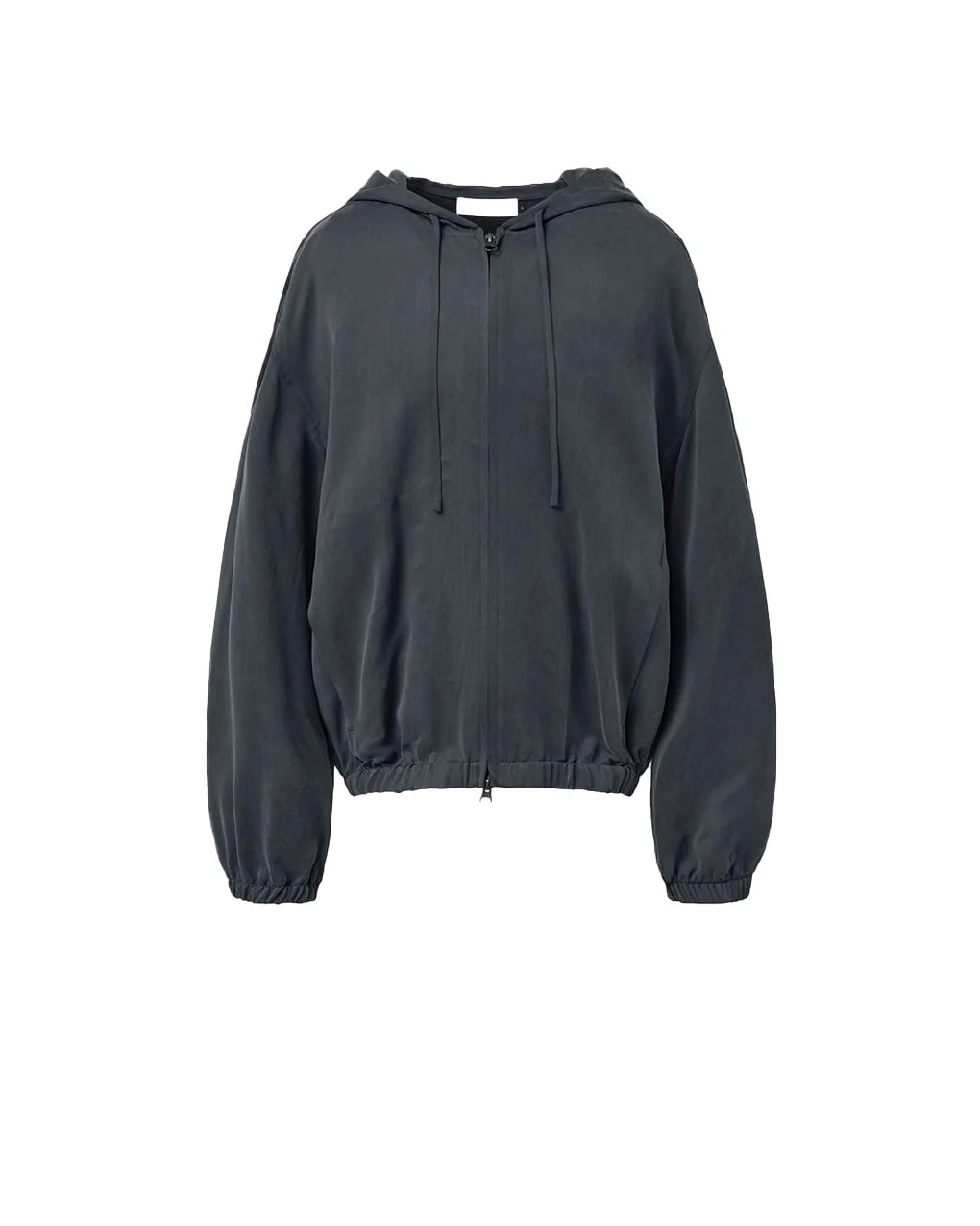 【AMOMENTO】CUPRO HOOD ZIP-UP JUMPER - CHARCOAL