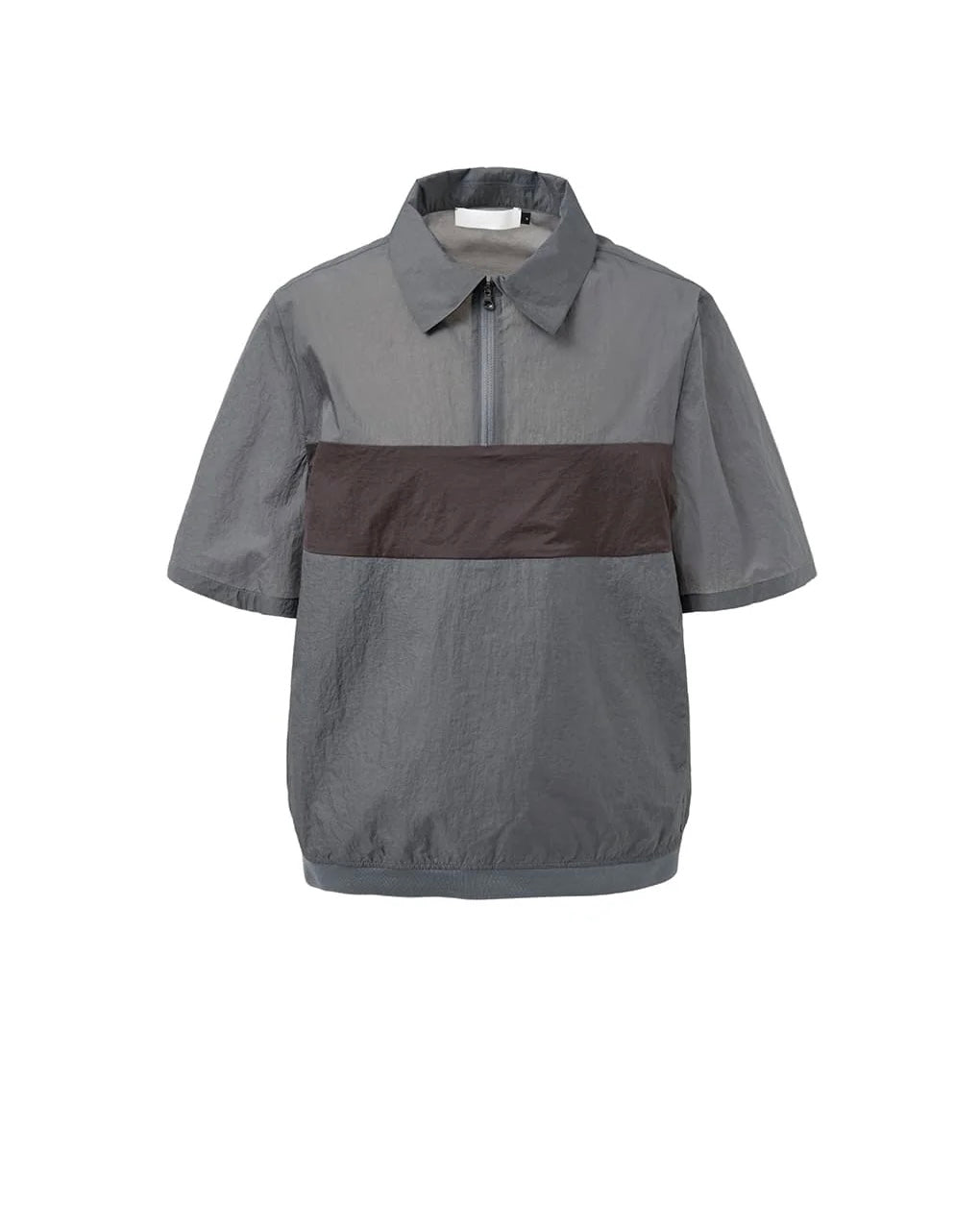 【AMOMENTO】SHEER COLOR BLOCK TOP - DARK GREY