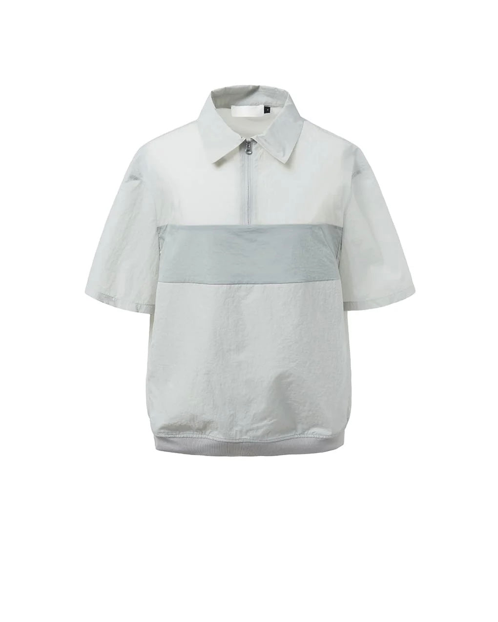 【AMOMENTO】SHEER COLOR BLOCK TOP - LIGHT GREY