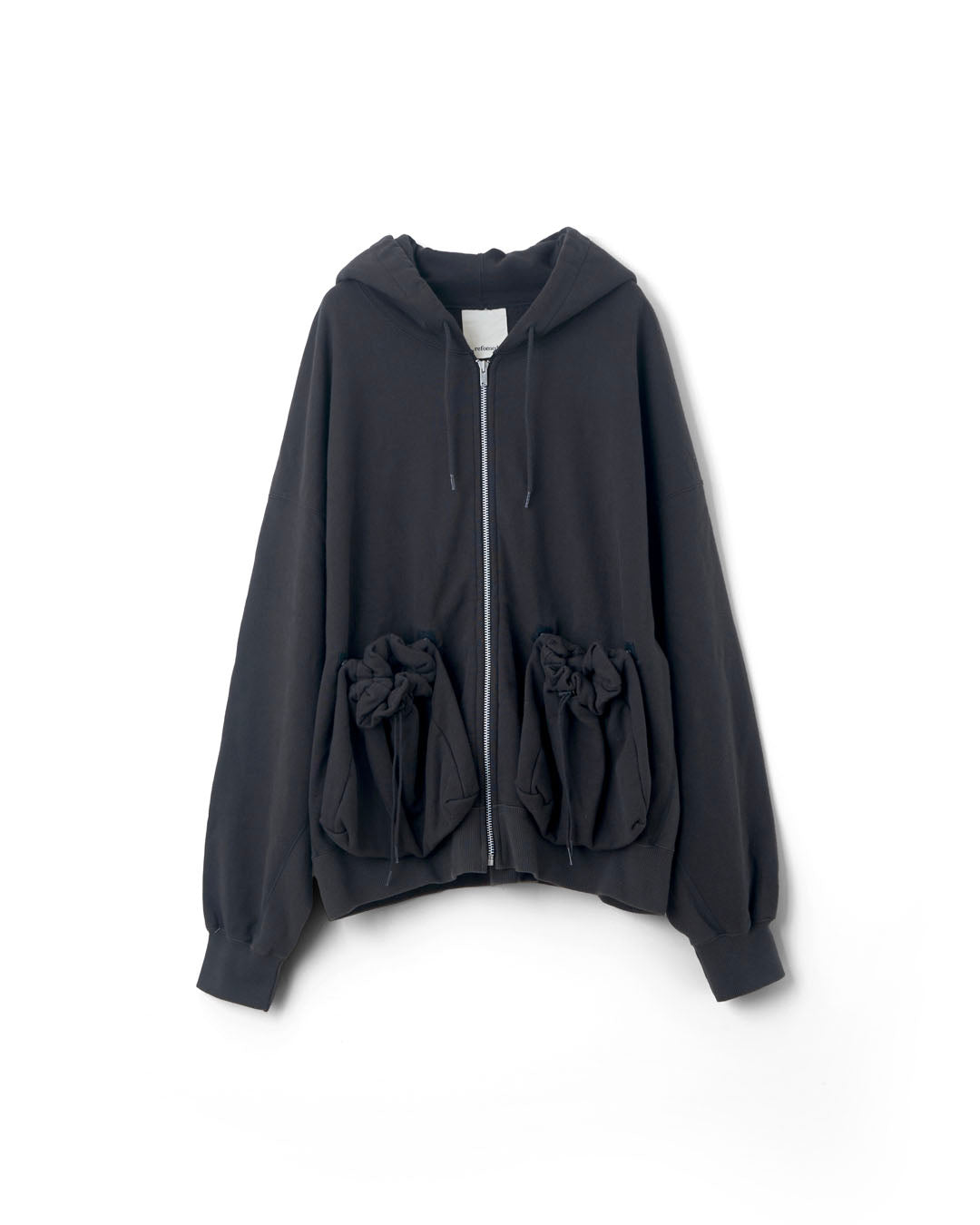 【REFOMED】"KINCHAKU" ZIPUP HOODIE - BLACK