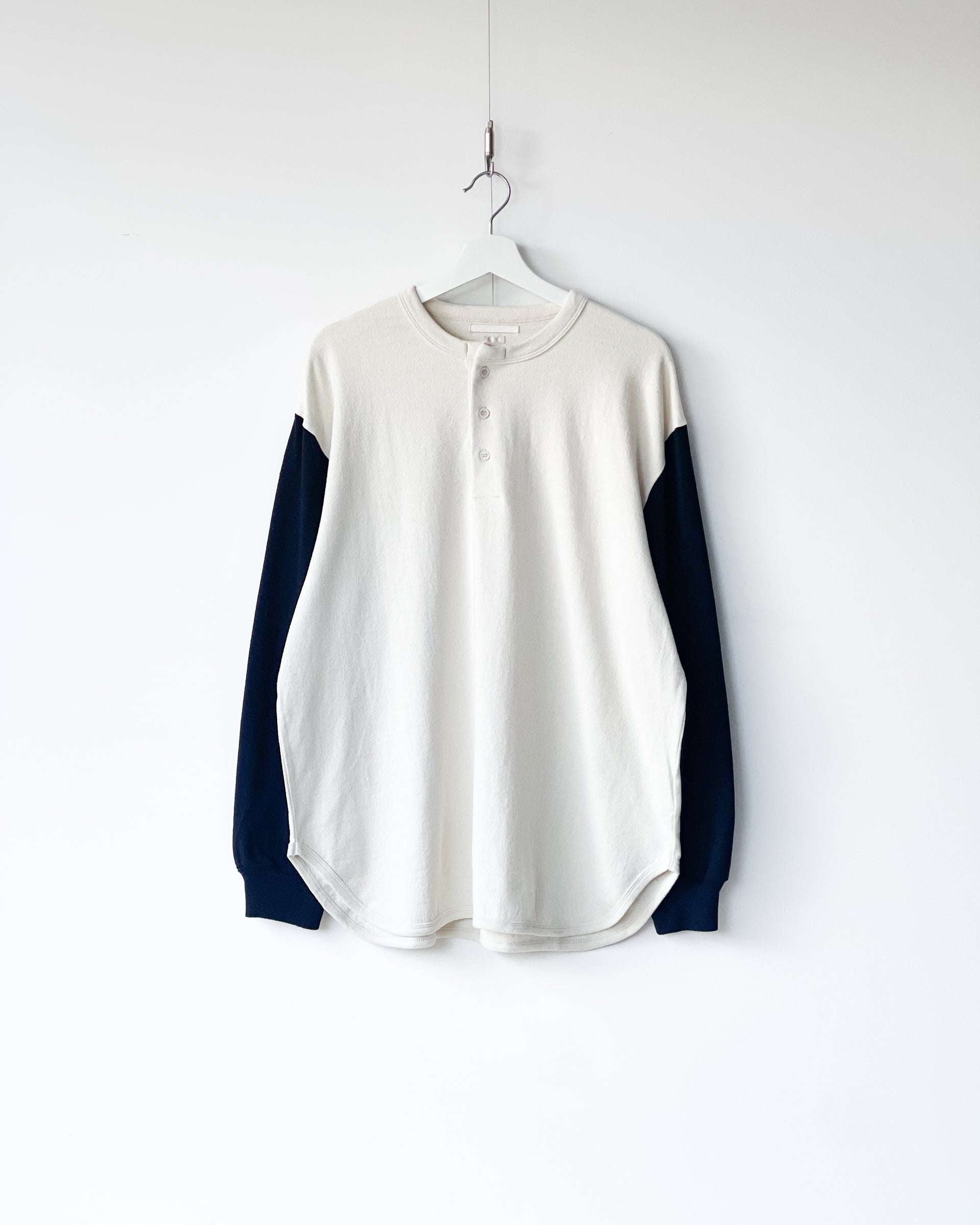 【blurhms】CO/SILK NEP BASEBALL HENRY - IVORY×BLACKNAVY