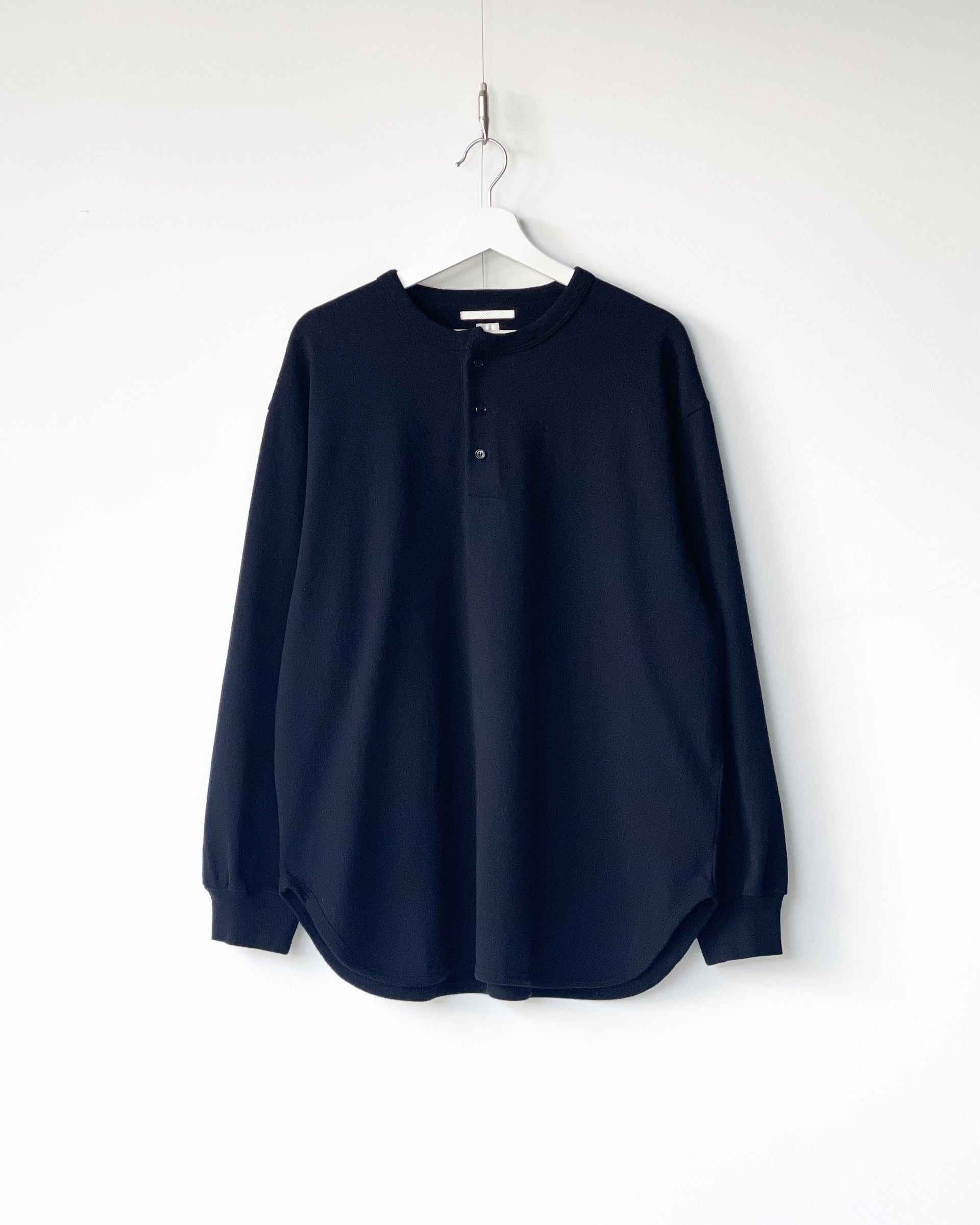 【blurhms】CO/SILK NEP BASEBALL HENRY - BLACKNAVY