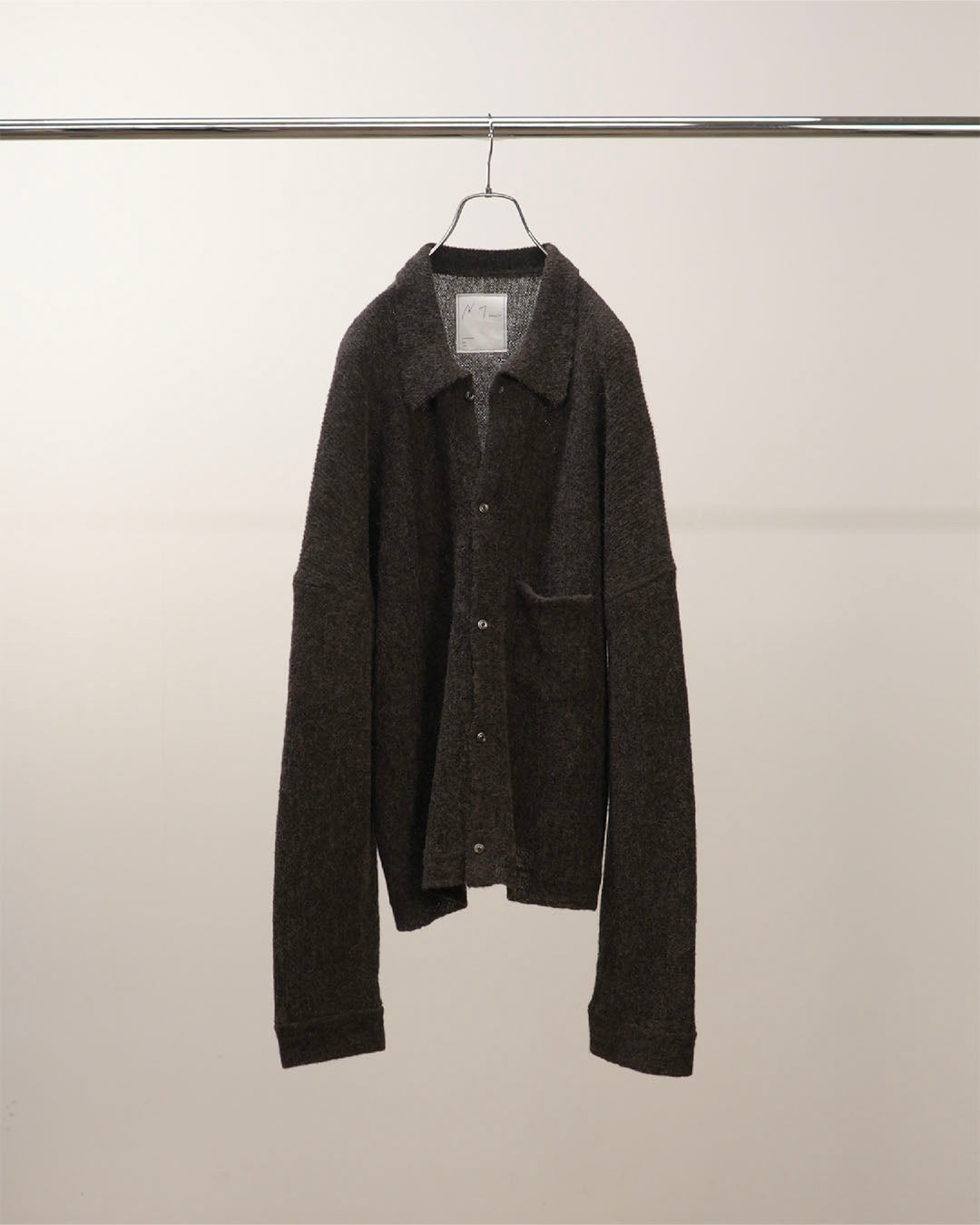 [ANCELLM]KIMONO KNIT SHIRT - BROWN