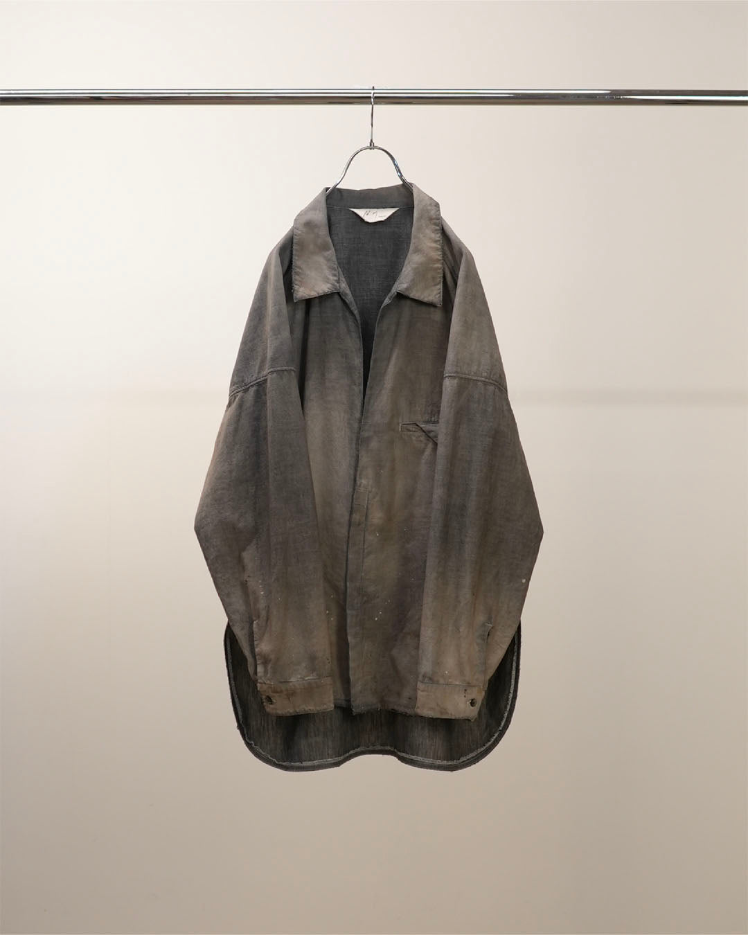 [ANCELLM] AGING CHAMBRAY LONG SHIRT - BLACK