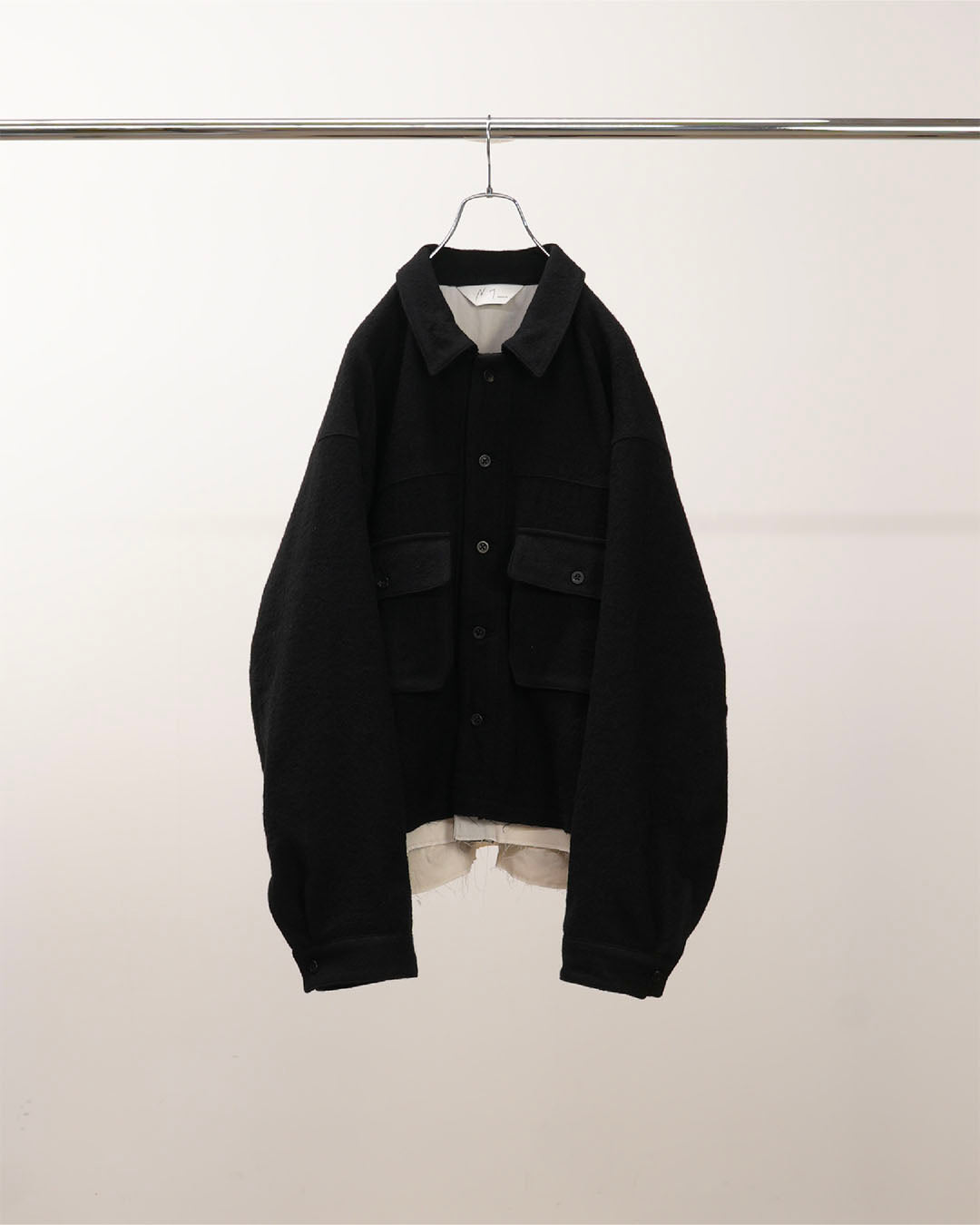 【ANCELLM】SHRINK WOOL LAYERING JACKET - BLACK