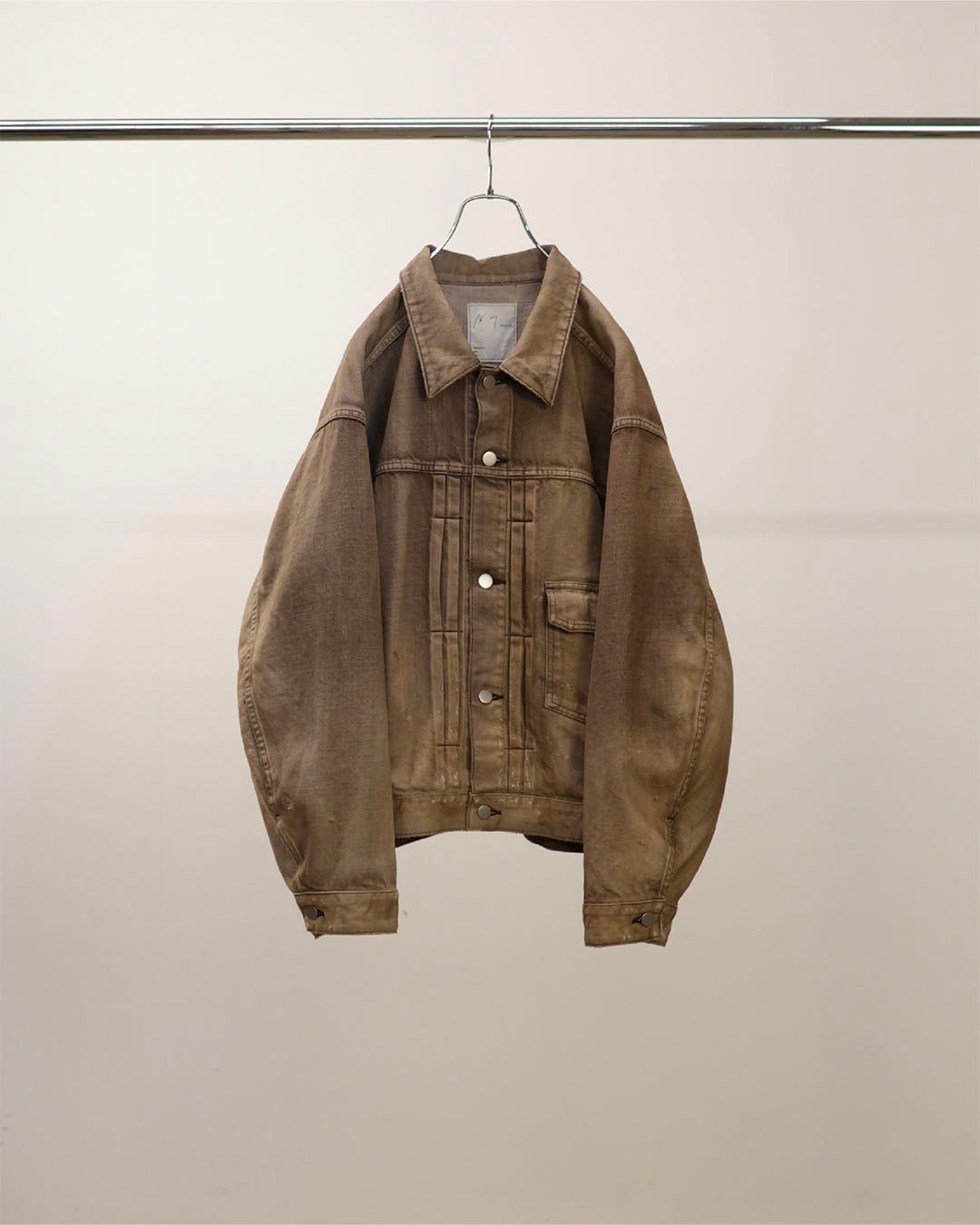 【ANCELLM】AGING DENIM JACKET - BROWN