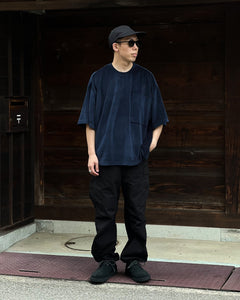 【TIGHTBOOTH】STRAIGHT UP VELOUR T-SHIRT - NAVY