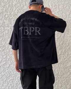 【TIGHTBOOTH】STRAIGHT UP VELOUR T-SHIRT - BLACK