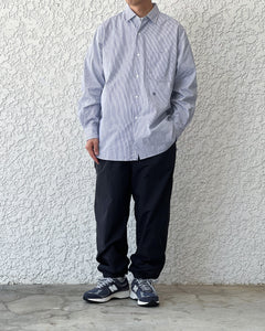 [NANAMICA] REGULAR COLLAR STRIPE WIND SHIRT - NAVY 