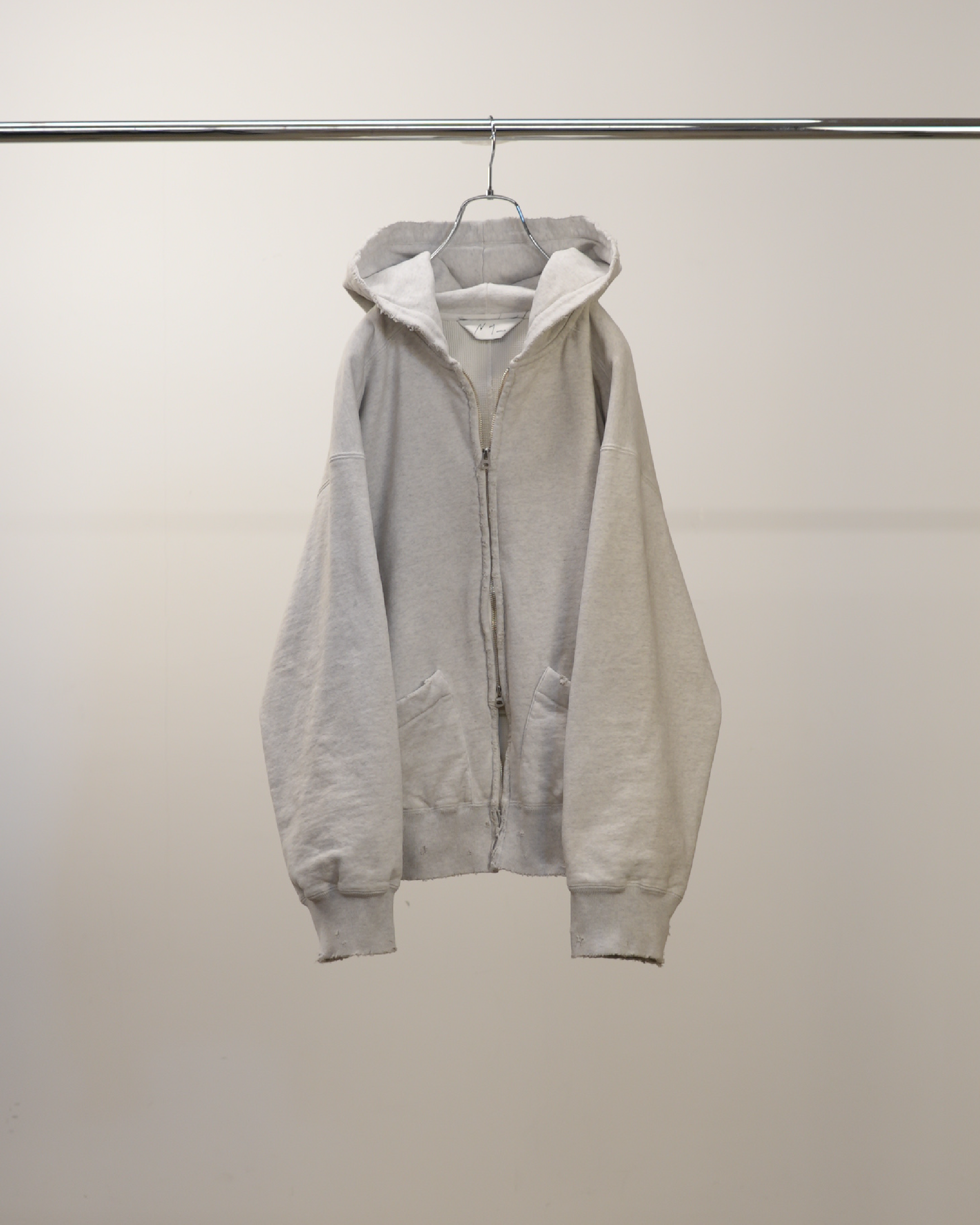 【ANCELLM】ZIP UP HOODIE - HEATHER WHITE