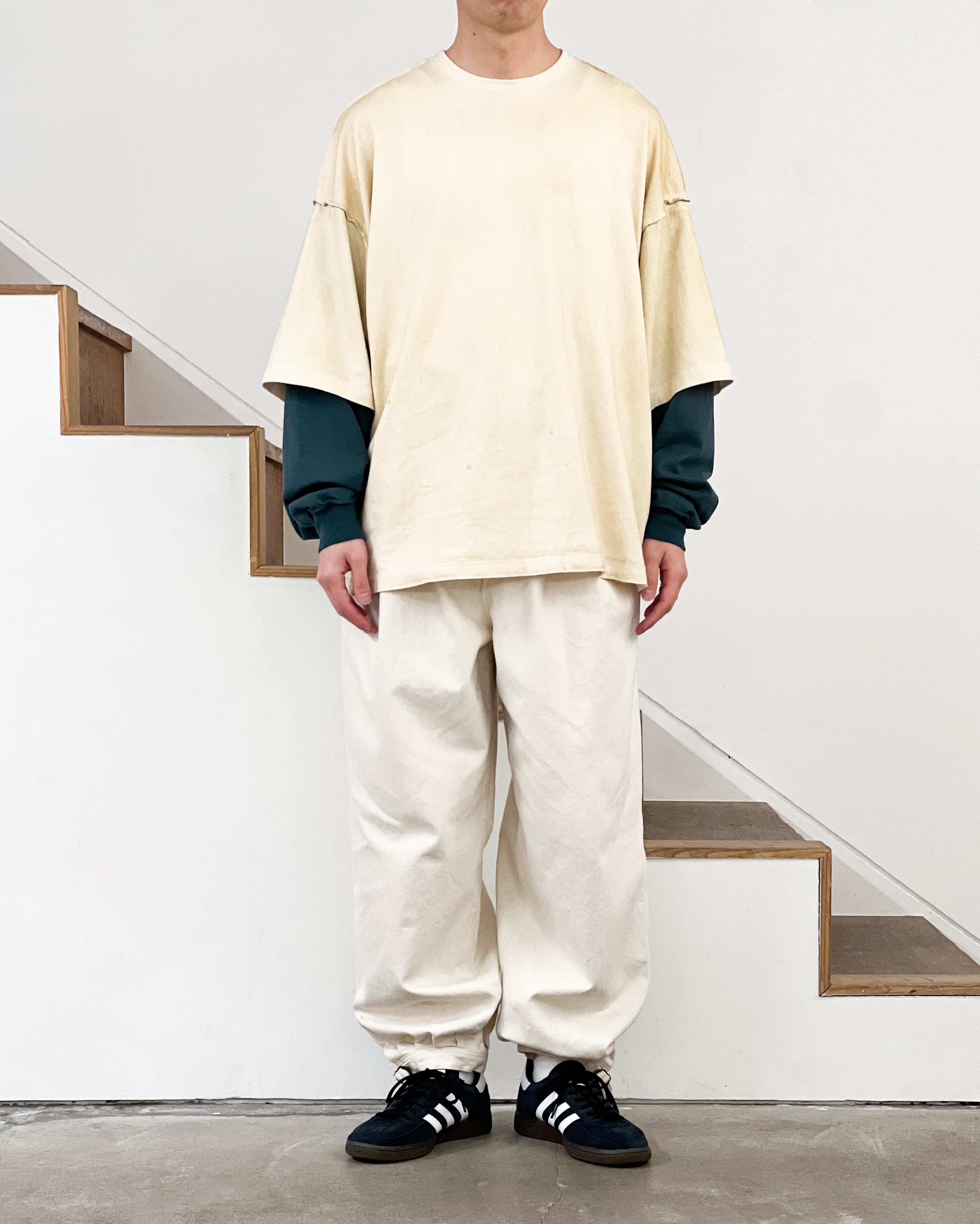 [REFOMED] 10WASH REVERSIBLE L/S TEE - NATURAL×GREEN
