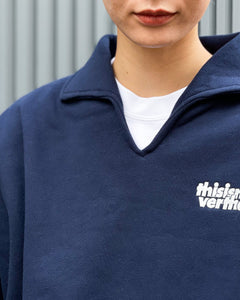 【THISISNEVERTHAT】OPEN COLLAR SWEATSHIRT - NAVY