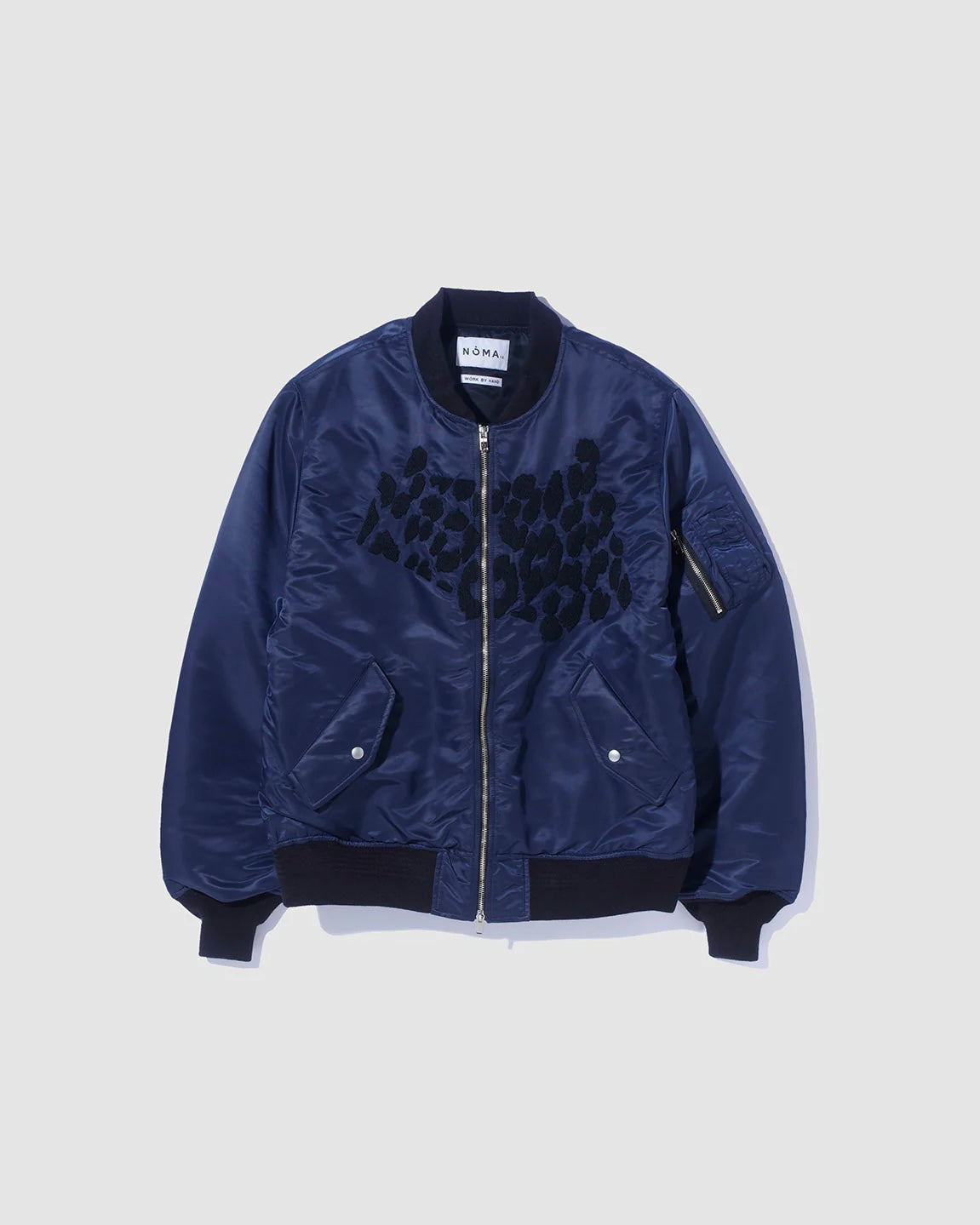 【NOMA T.D.】HAND EMBROIDERY LEOPARD FLIGHT JACKET - NAVY