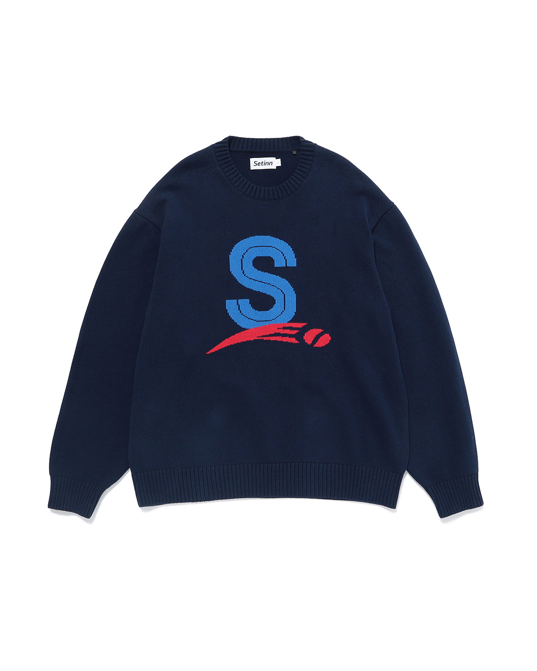 【SETINN】CAPITAL CREW KNIT - NAVY（MENS）