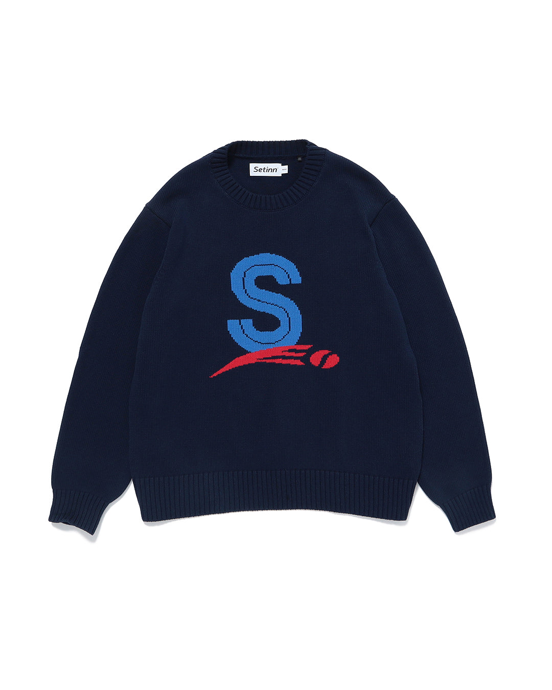 【SETINN】CAPITAL CREW KNIT - NAVY（WOMENS）