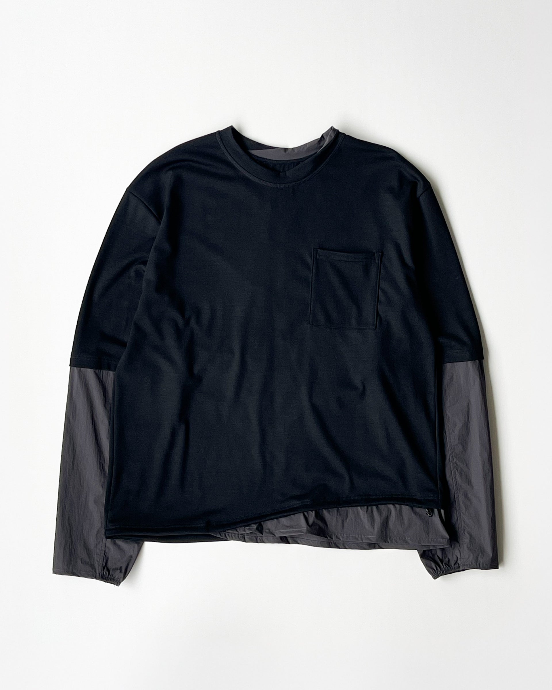 【PASTOR NOVA】FAKE LAYERED L/S TEE - BLACK